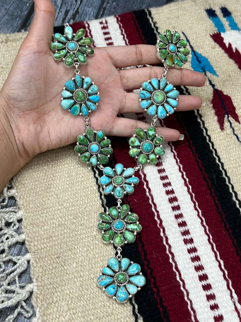 Handmade Sterling Silver Sonoran with White Water Turquoise Necklace with Signed Nizhoni (2)