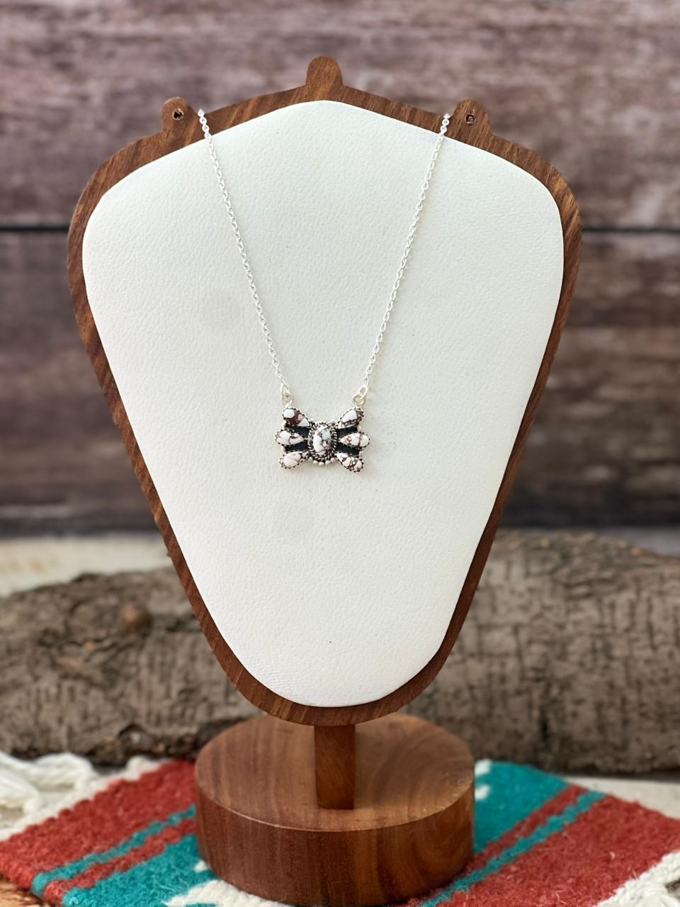 Handmade Sterling Silver Wildhorse Magnesite Necklace "Signed Nizhoni"