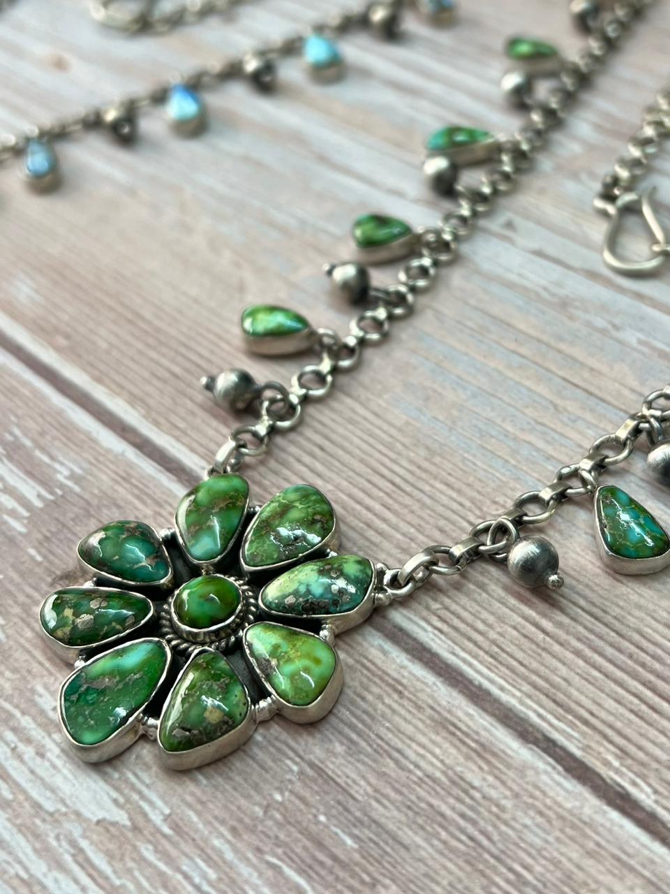 Handmade Sterling Silver Sonoran and Golden Hills Necklace "Signed Nizhoni"