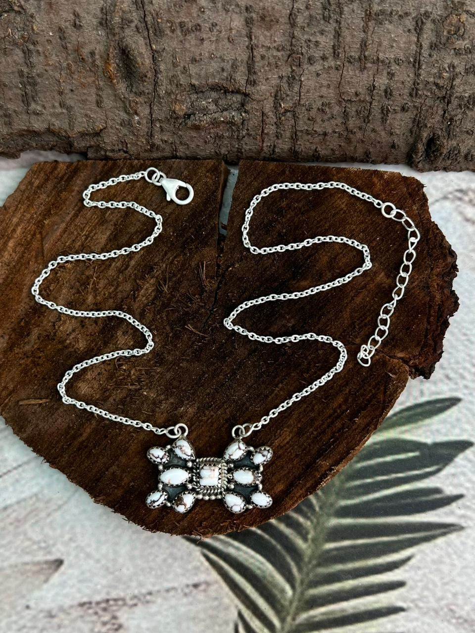 Handmade Sterling Silver Wildhorse Magnesite Necklace "Signed Nizhoni"