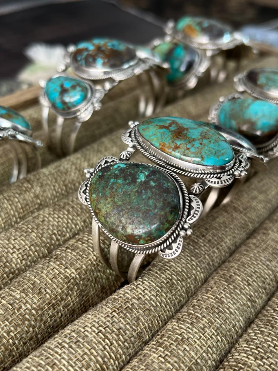 Handmade Sterling Silver Royston Turquoise Cuff Bracelet "Signed Nizhoni"