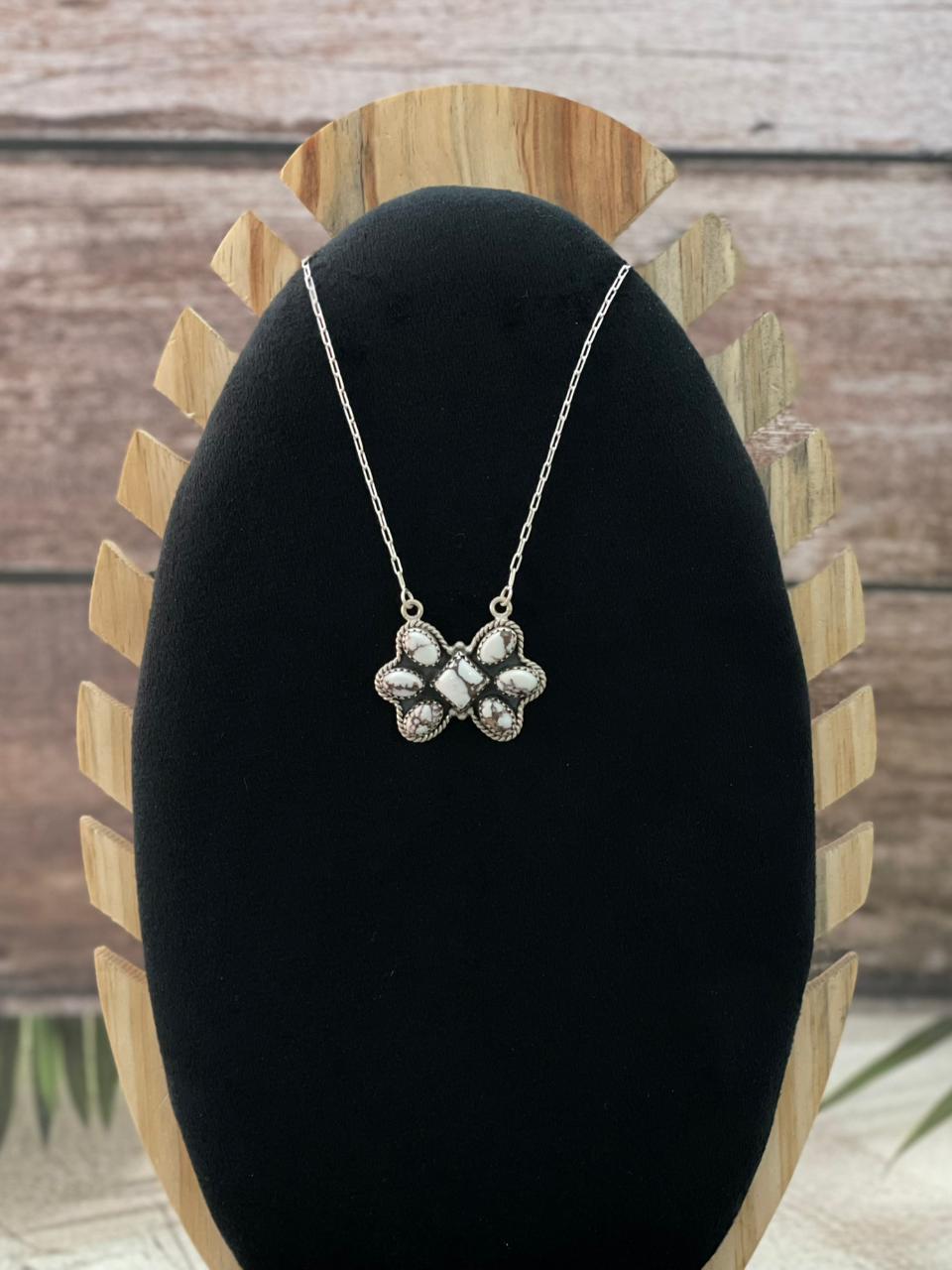 Handmade Sterling Silver Wildhorse Magnesite Necklace "Signed Nizhoni"