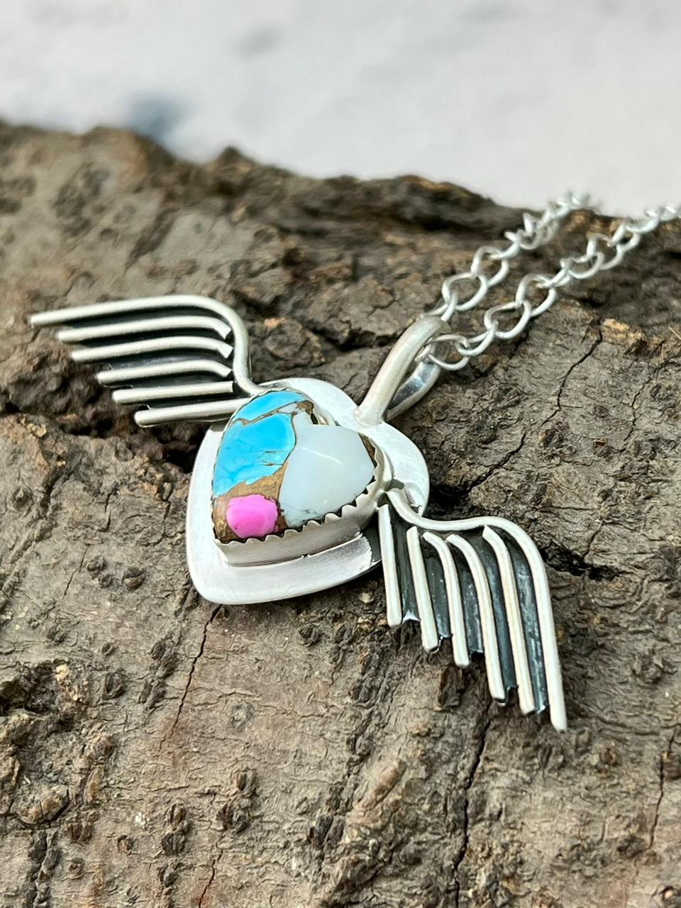 Handmade Sterling Silver Cotton Candy Necklace "Signed Nizhoni"