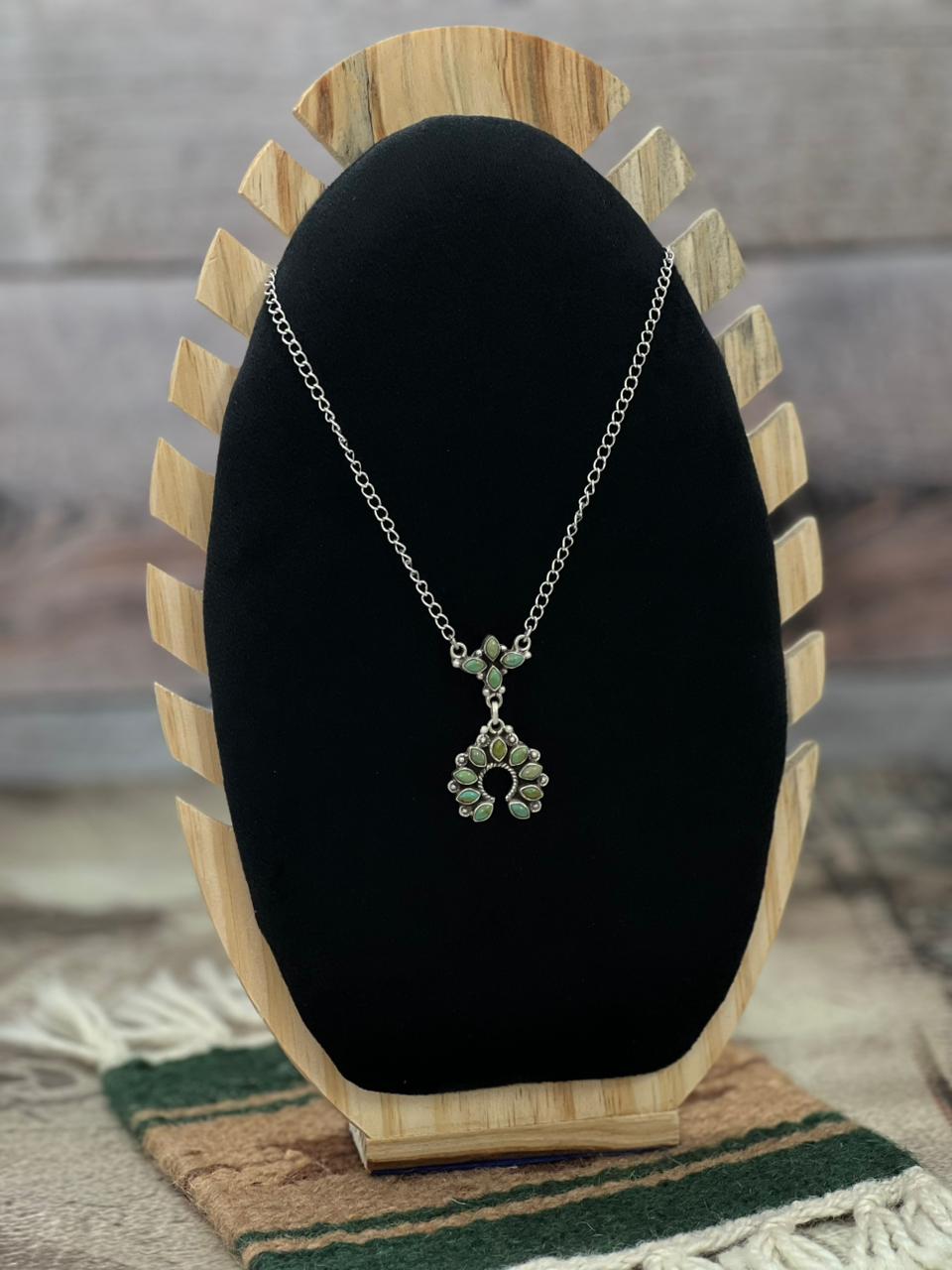 Handmade Sterling Silver Kingman Turquoise Naja Necklace "Signed Nizhoni"