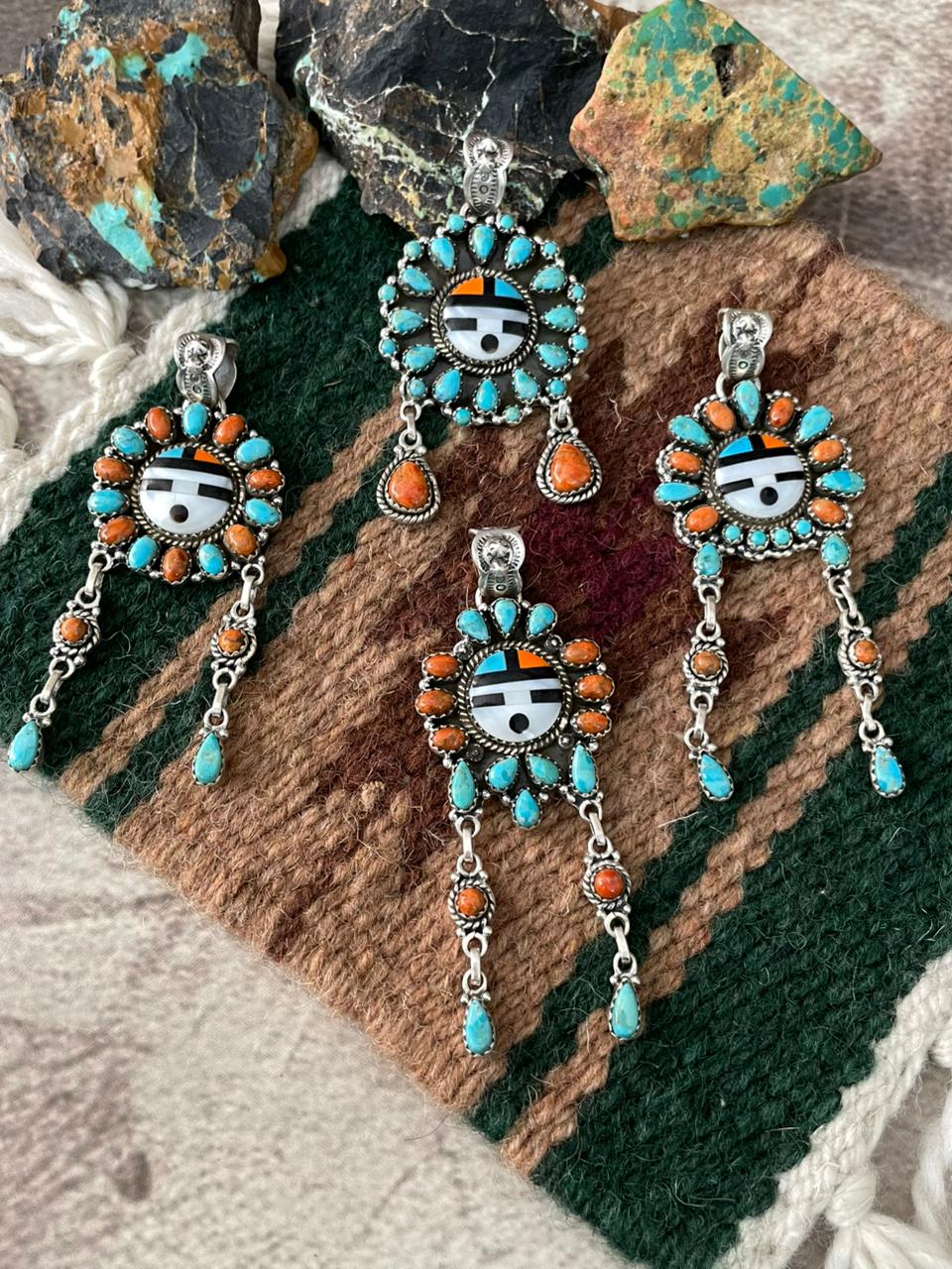Handmade Sterling Silver Turquoise and MOP Pendant "Signed Nizhoni"