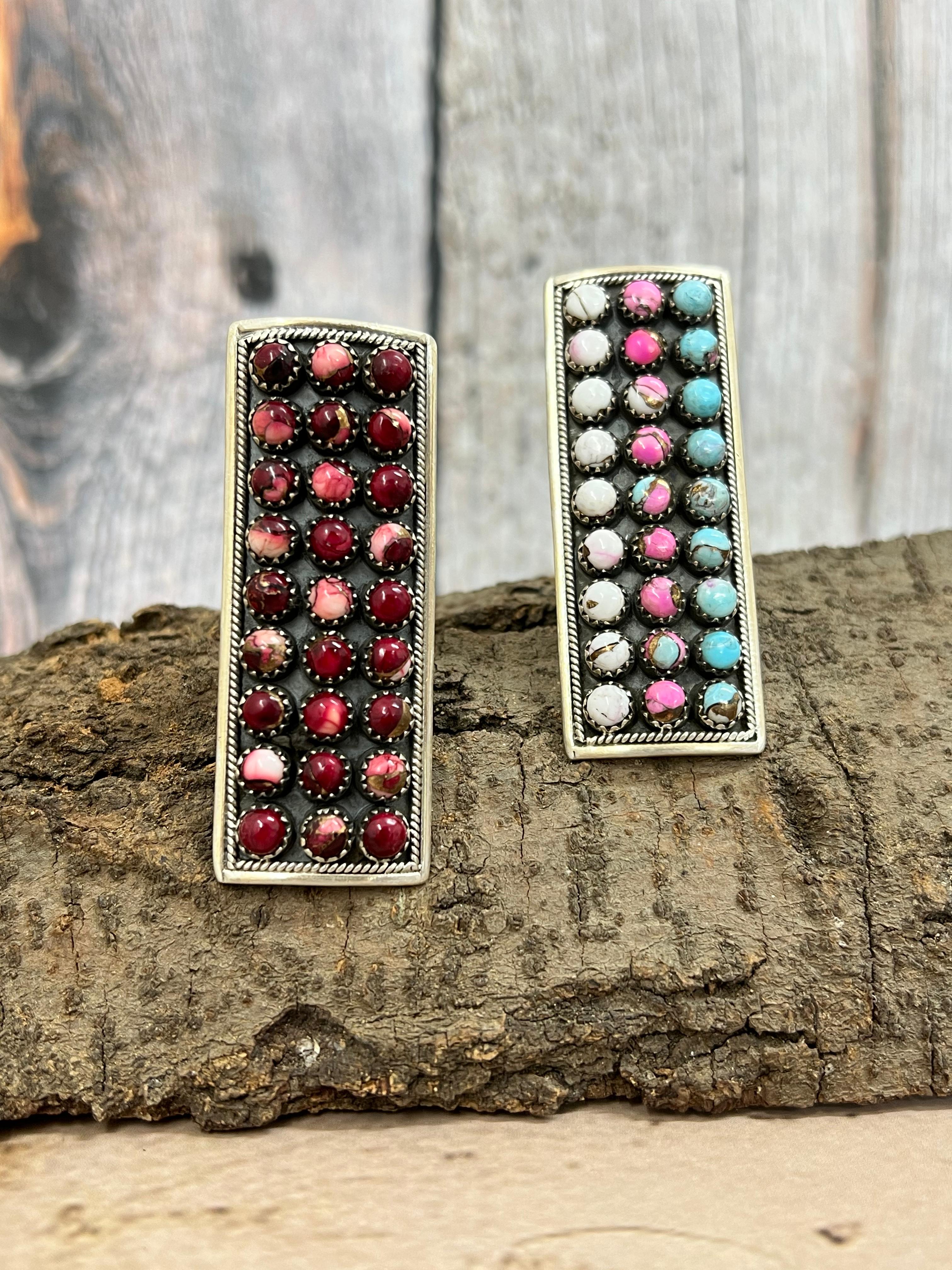 Handmade Sterling Silver Cotton Candy, Dahlia Rose Adjustable Rings with Signed Nizhoni