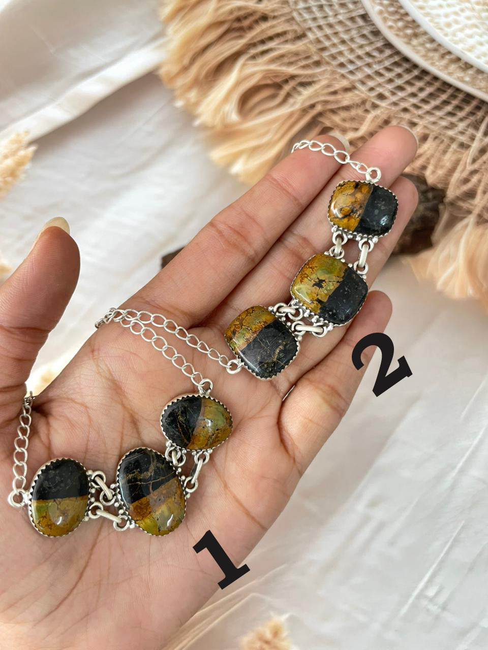 Handmade Sterling Silver Blackjack Turquoise Necklace "Signed Nizhoni"