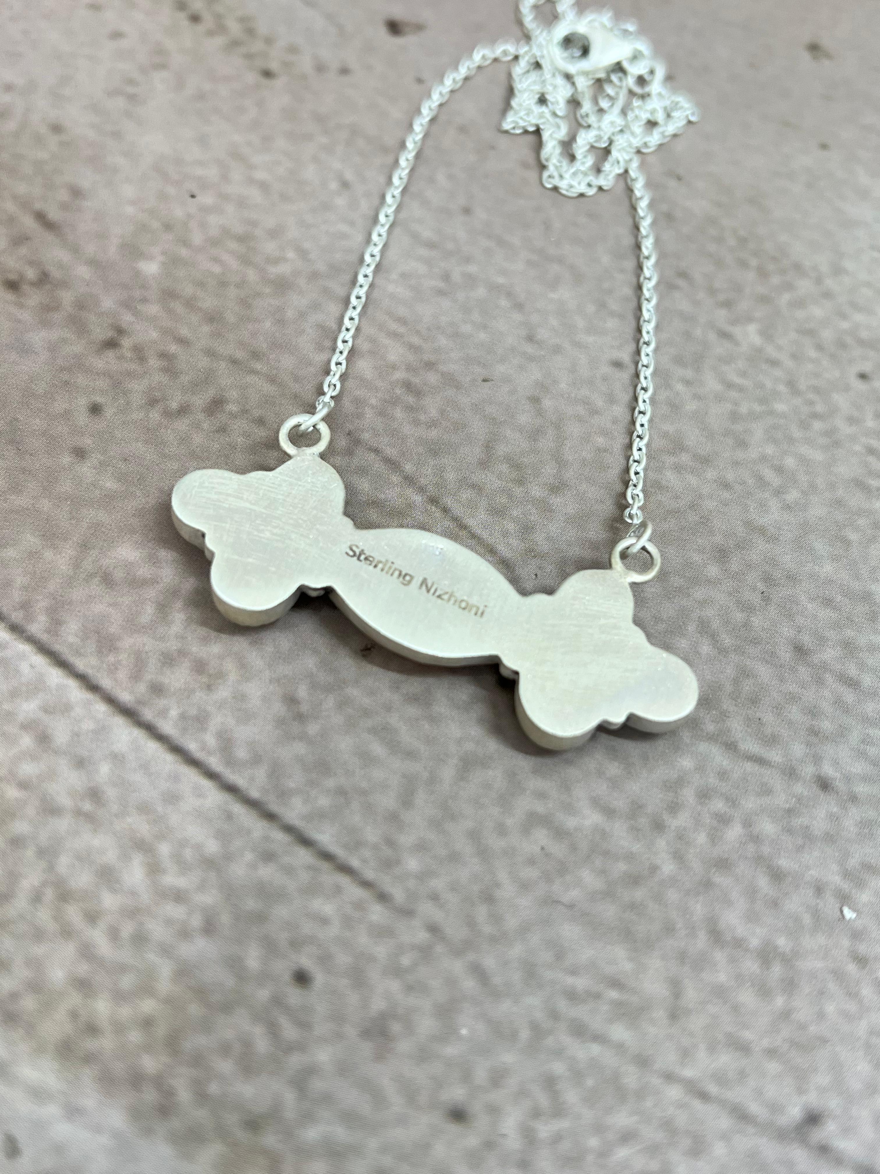 Handmade Sterling Silver Dahlia Rose Necklace with Signed Nizhoni