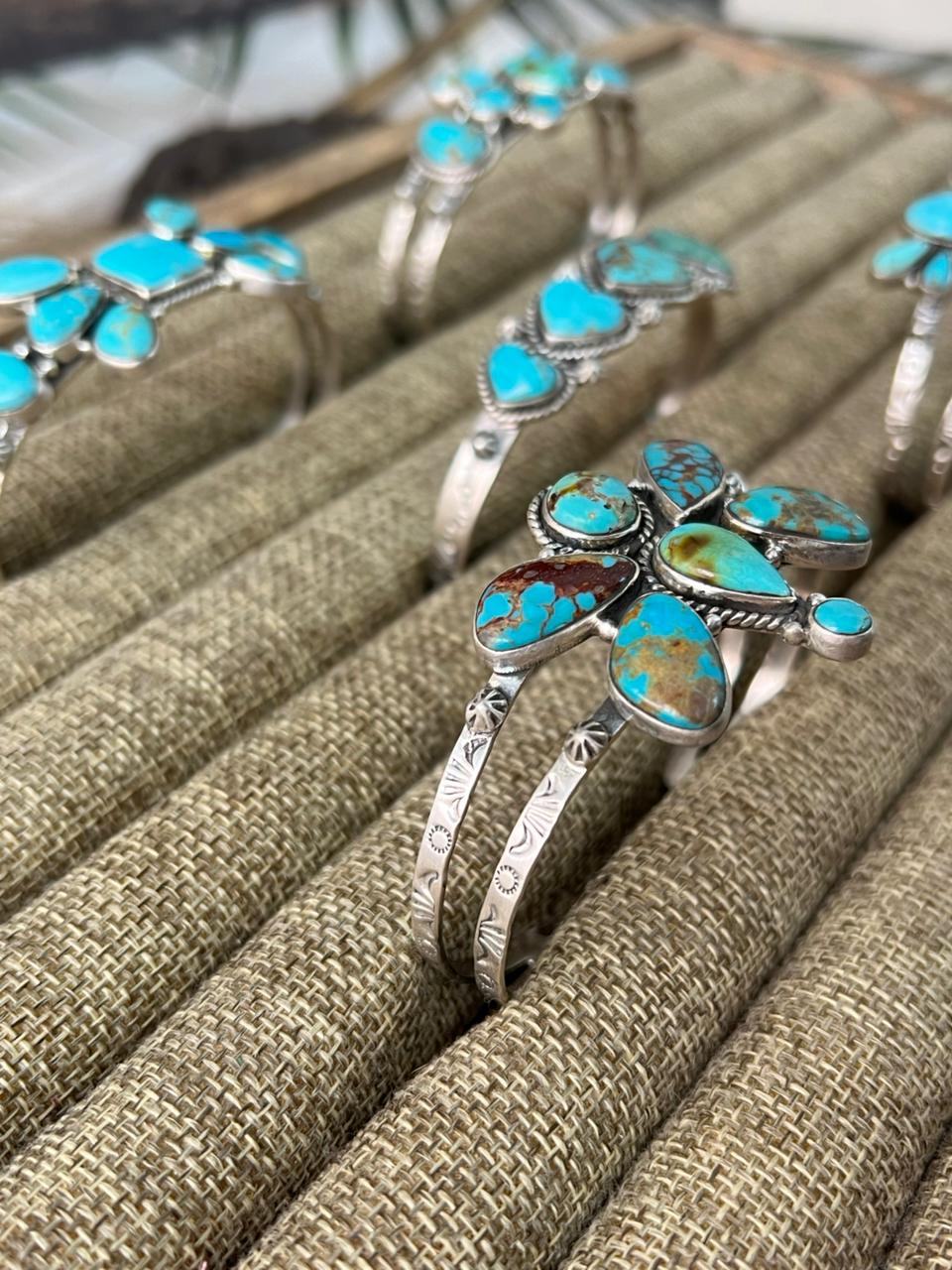 Handmade Sterling Silver Santa Maria Turquoise Bracelet "Signed Nizhoni"