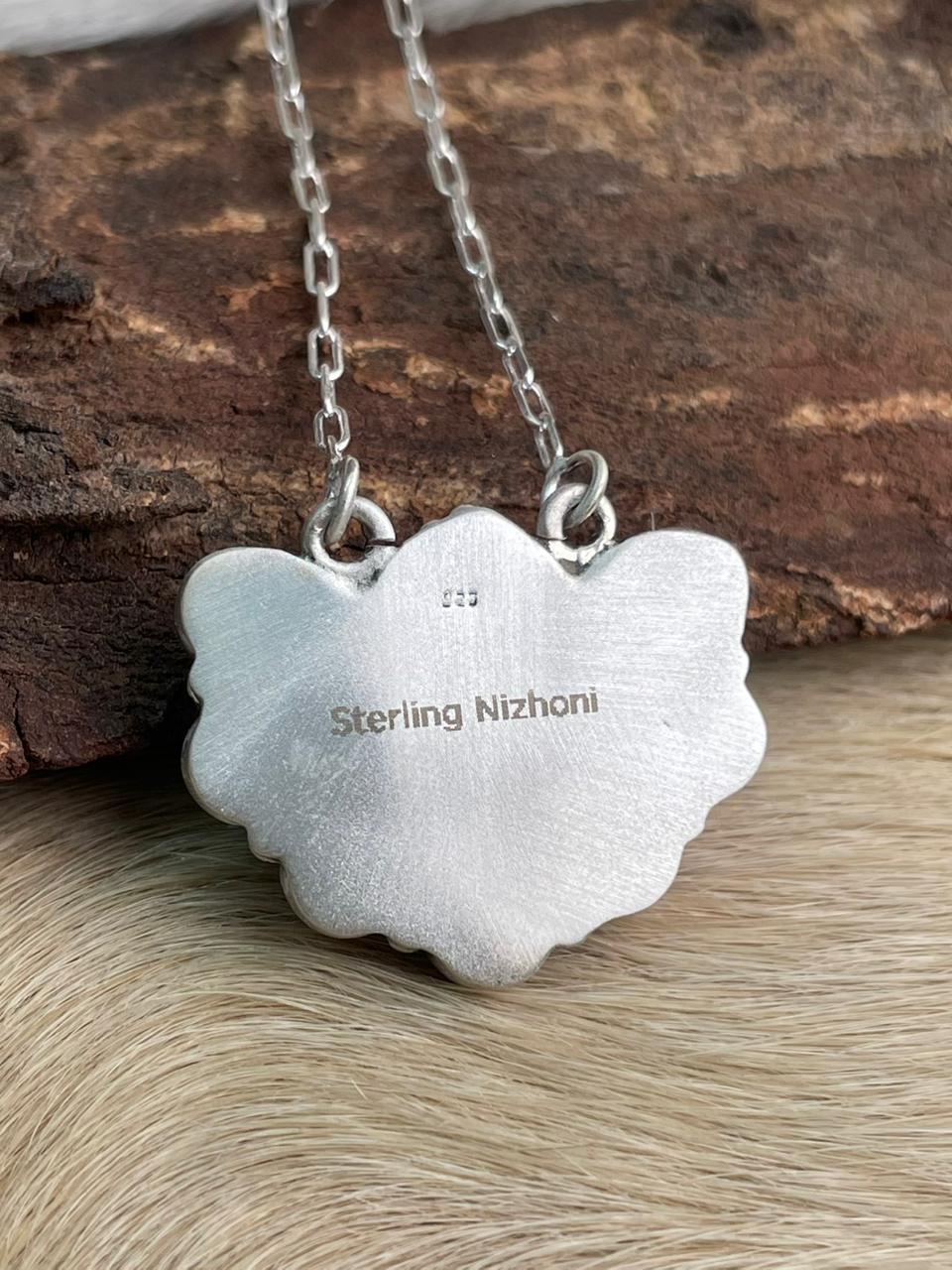 Handmade Sterling Silver Orange Mojave Necklace "Signed Nizhoni"