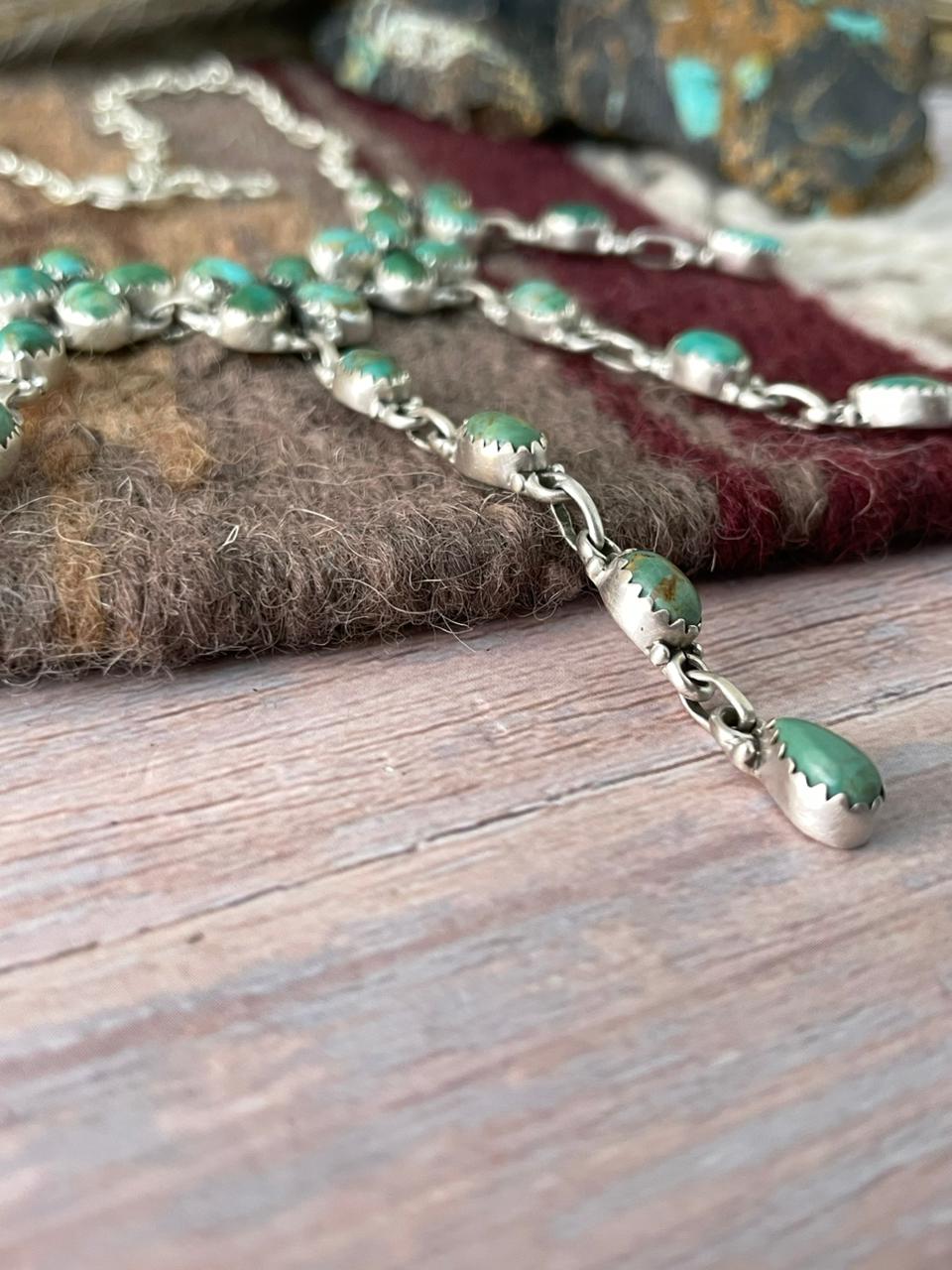 Handmade Sterling Silver Kingman Turquoise Necklace "Signed Nizhoni"