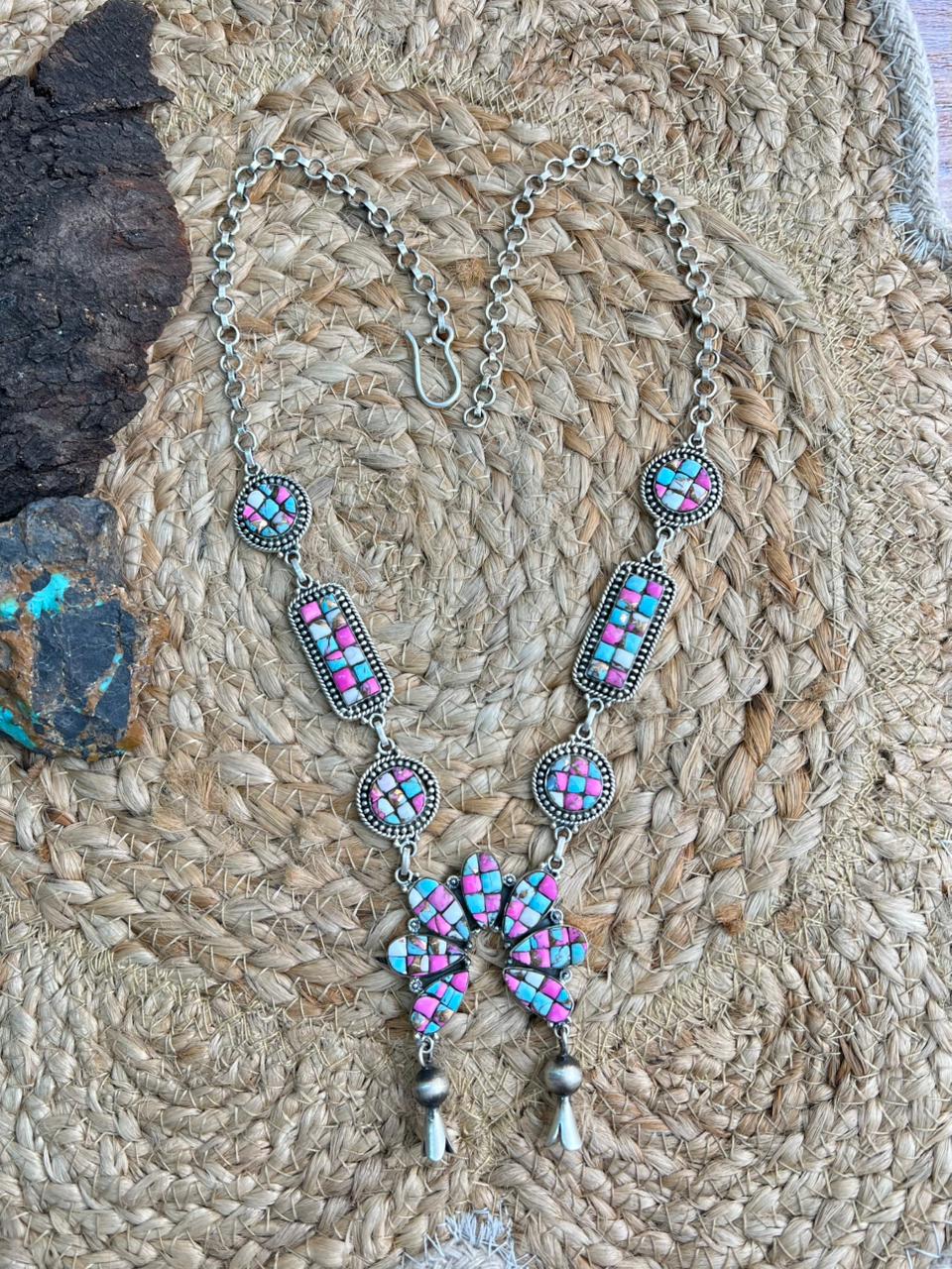 Handmade Sterling Silver Cotton Candy Necklace "Signed Nizhoni"