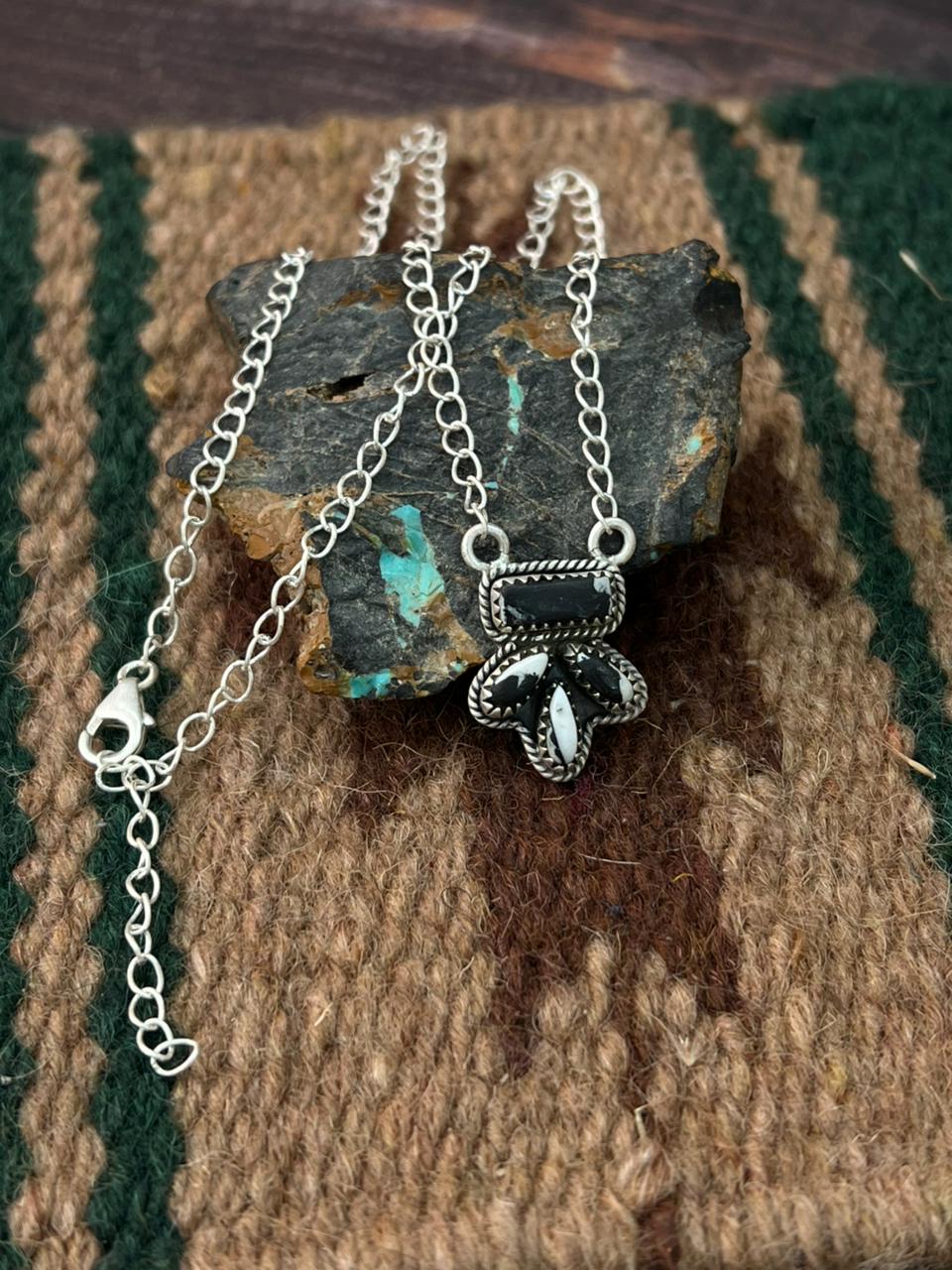 Handmade Sterling Silver White Buffalo Necklace "Signed Nizhoni"