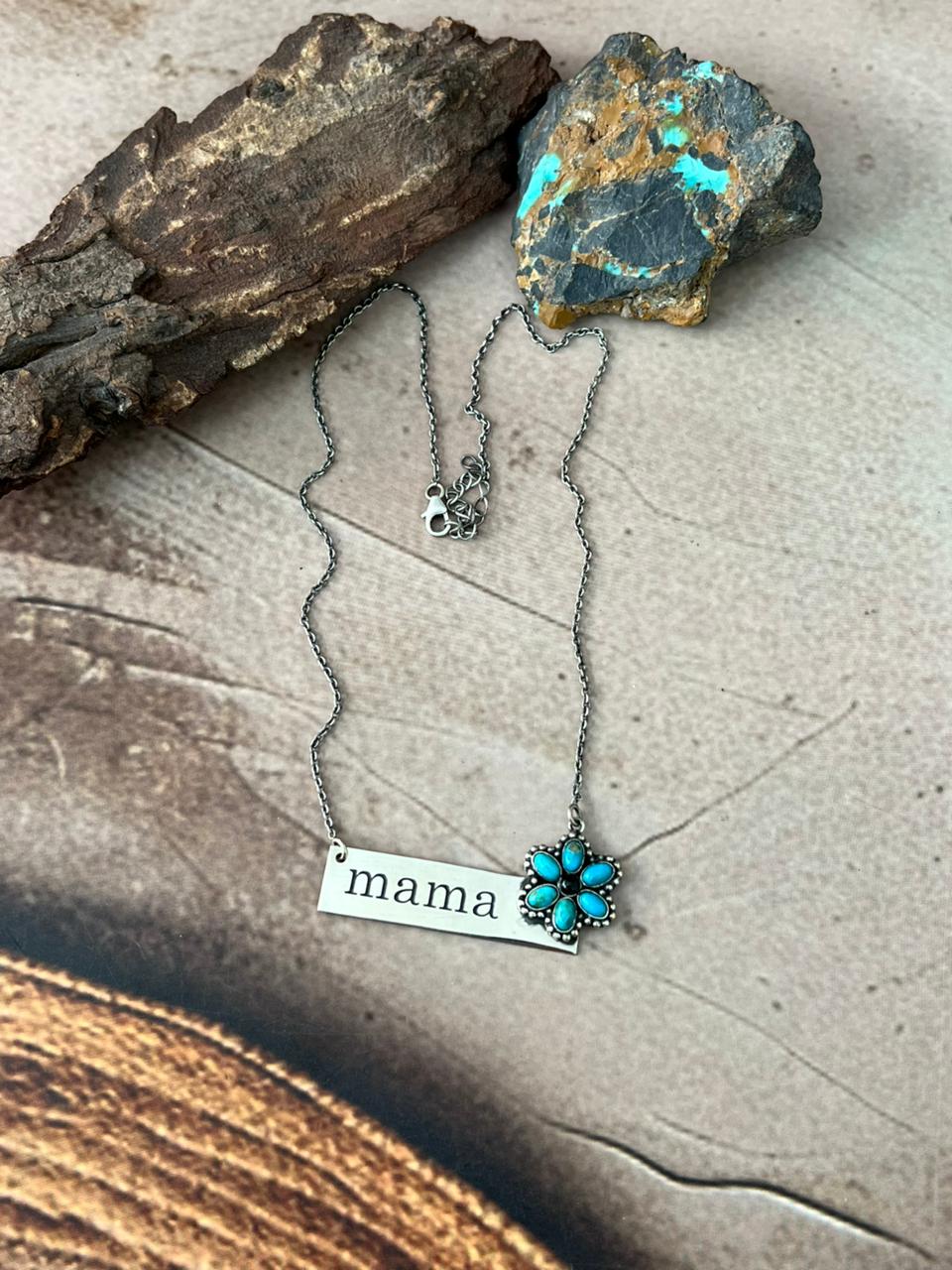 Handmade Sterling Silver Mama Collection: Kingman Turquoise Necklace