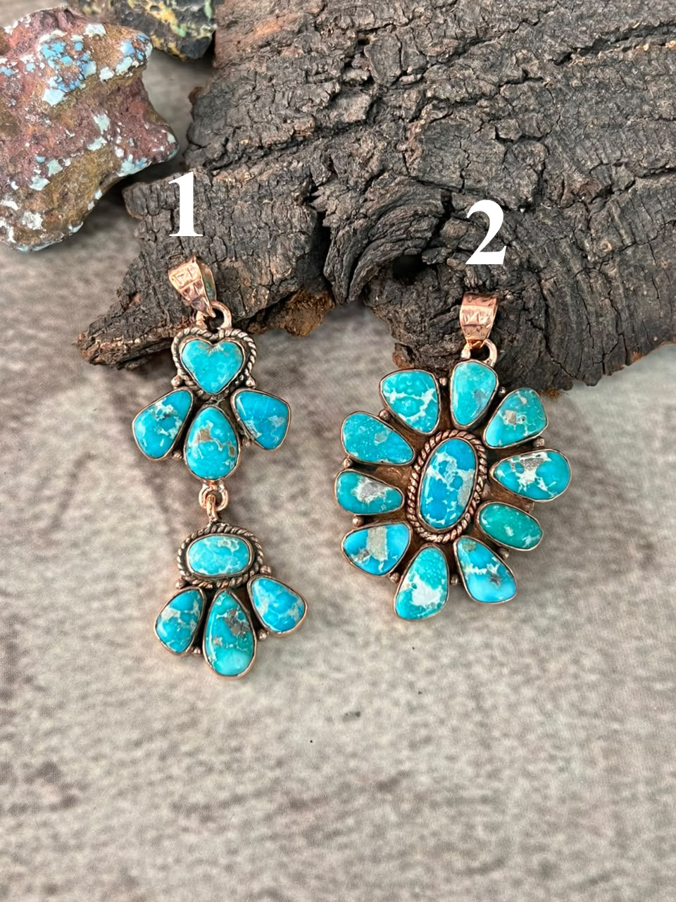 Handmade White Water Turquoise Copper Collection: Pendant Signed Nizhoni