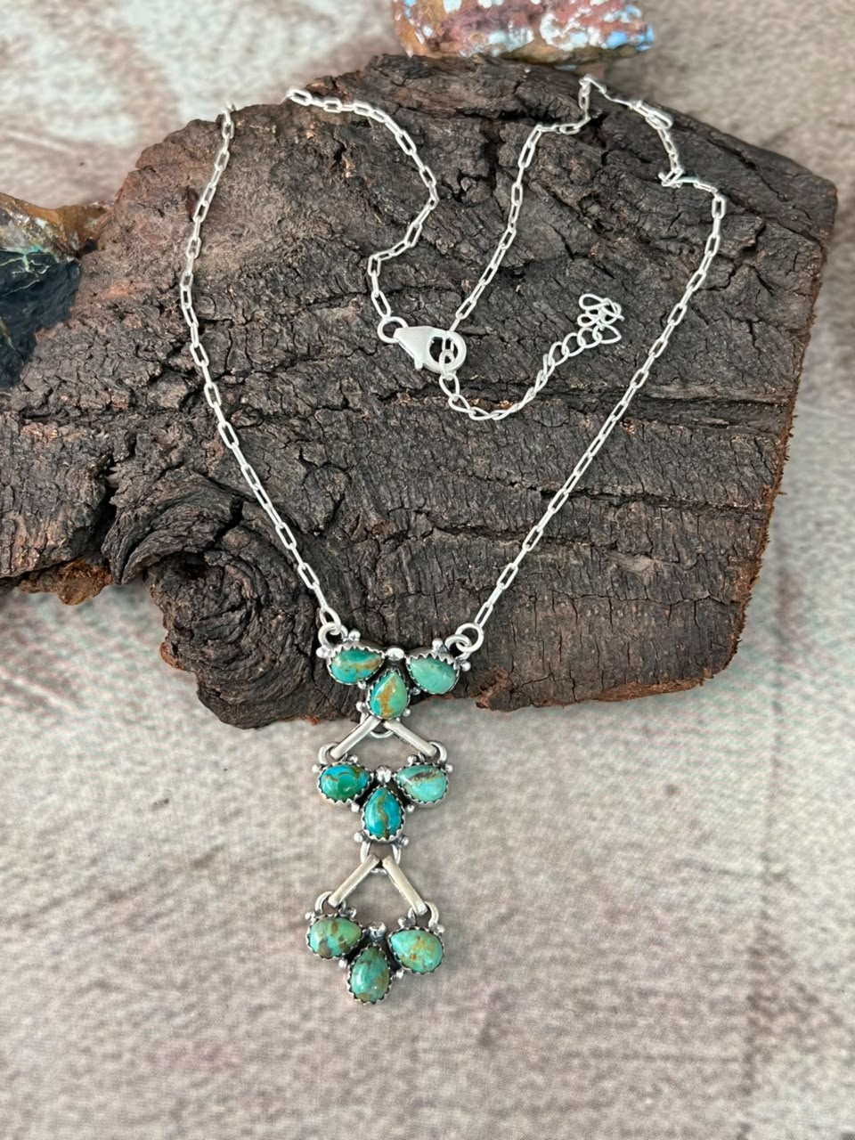 Handmade Sterling Silver Kingman Turquoise Necklace Signed Nizhoni