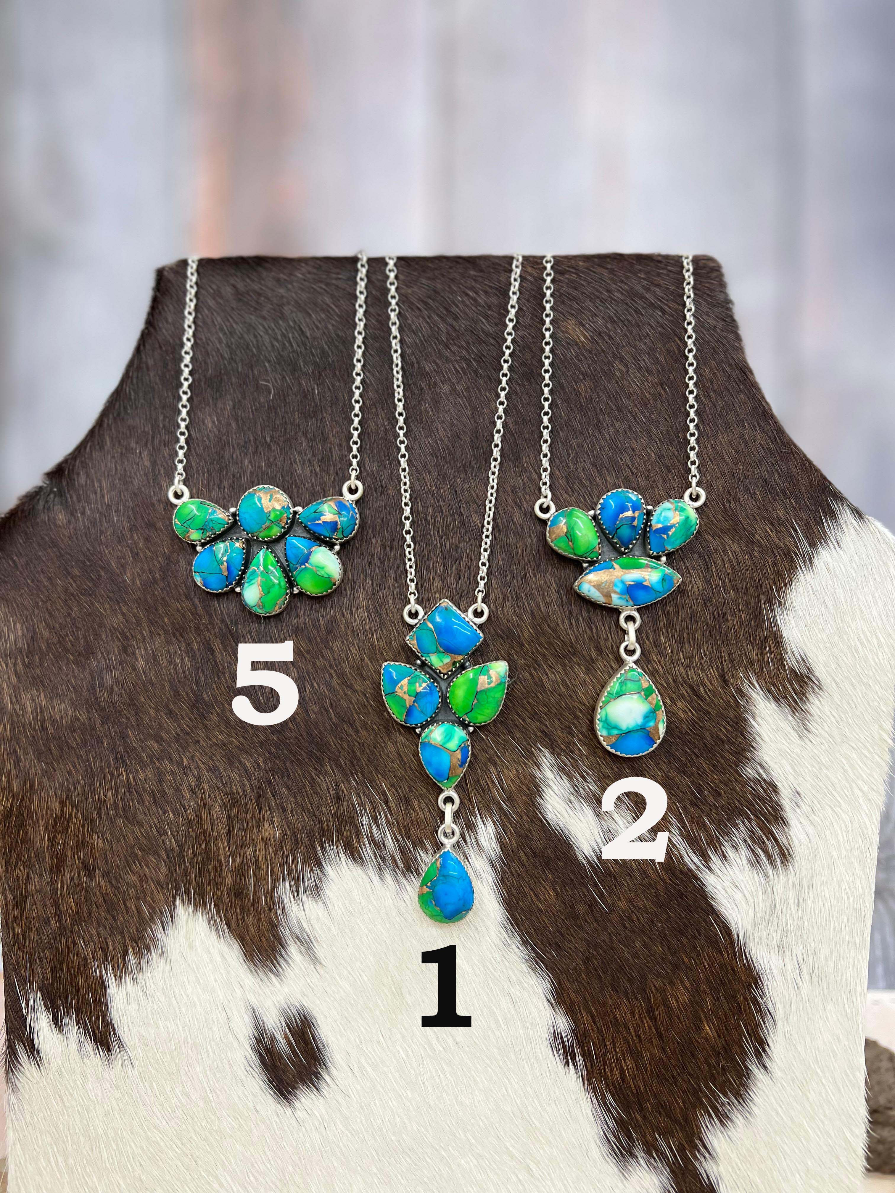 Handmade Sterling Silver Peacock Dahlia Necklace with Signed Nizhoni