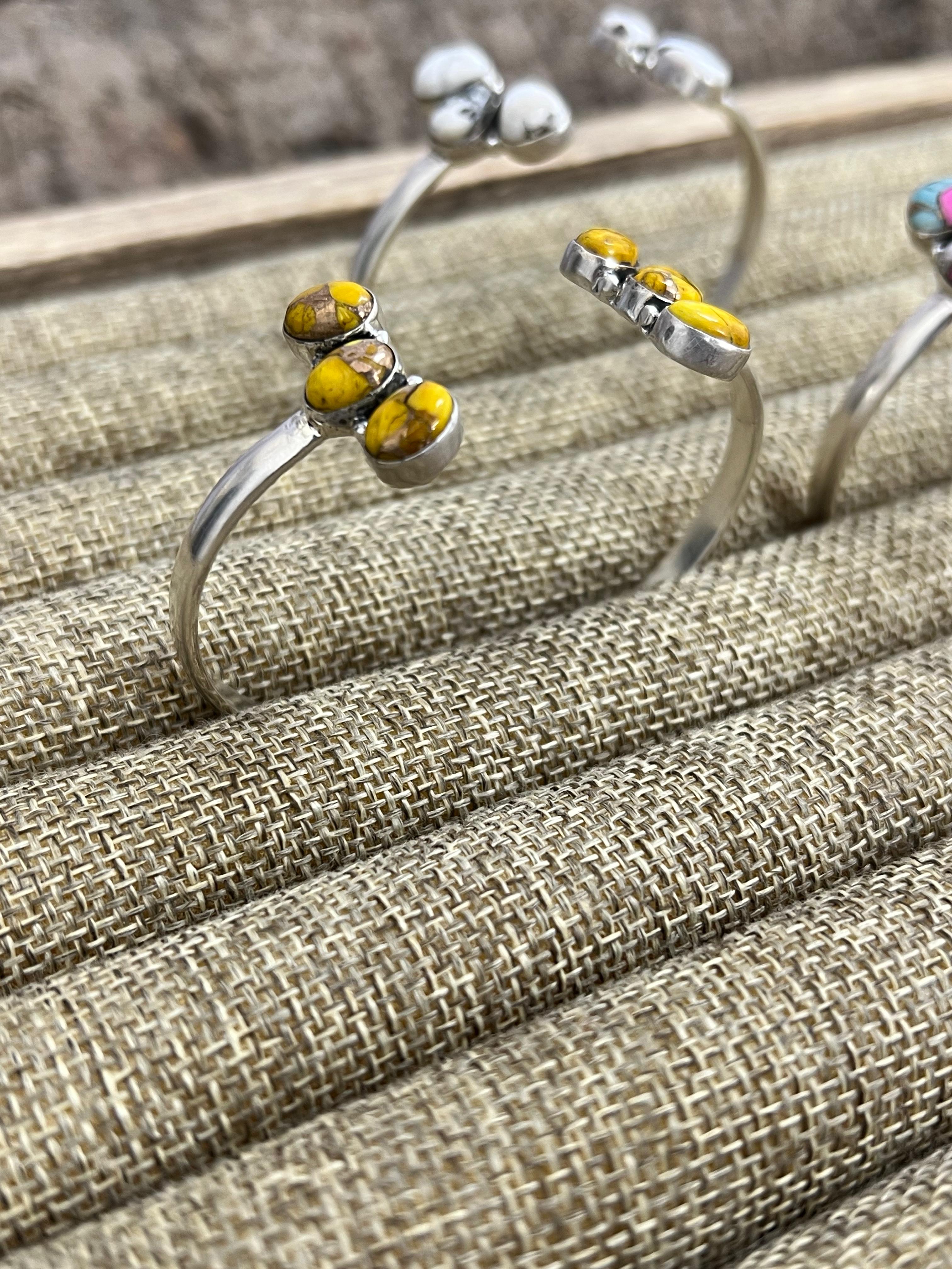 Handmade Sterling Silver Multi Stones Bracelet with Signed Nizhoni