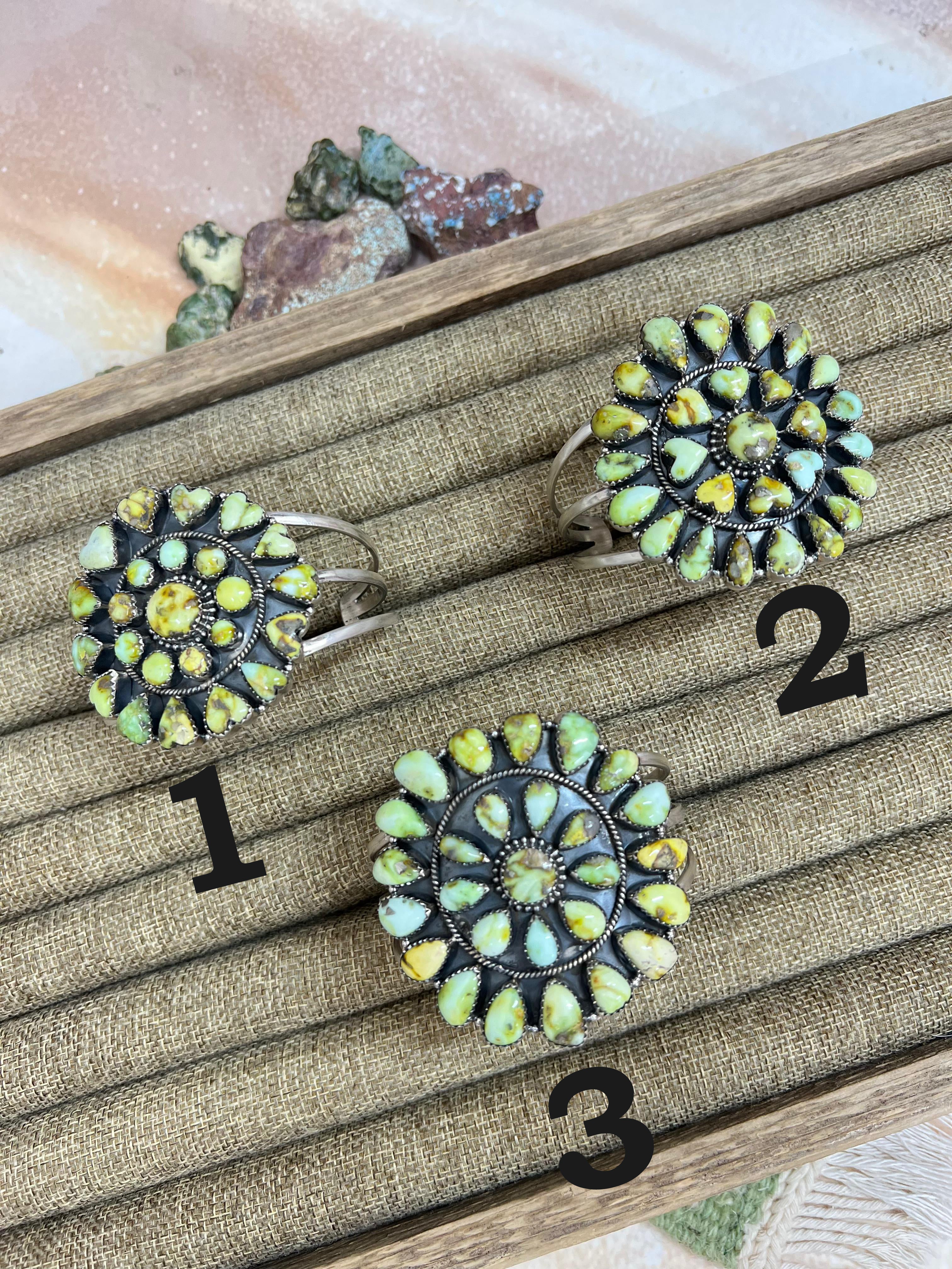 Handmade Sterling Silver Palomino Turquoise Cuff Bracelet with Signed Nizhoni