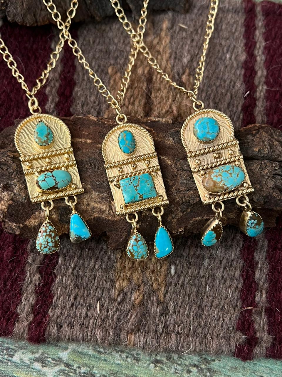“The Golden Collection” Handmade Number 8 Turquoise with Gold Necklace