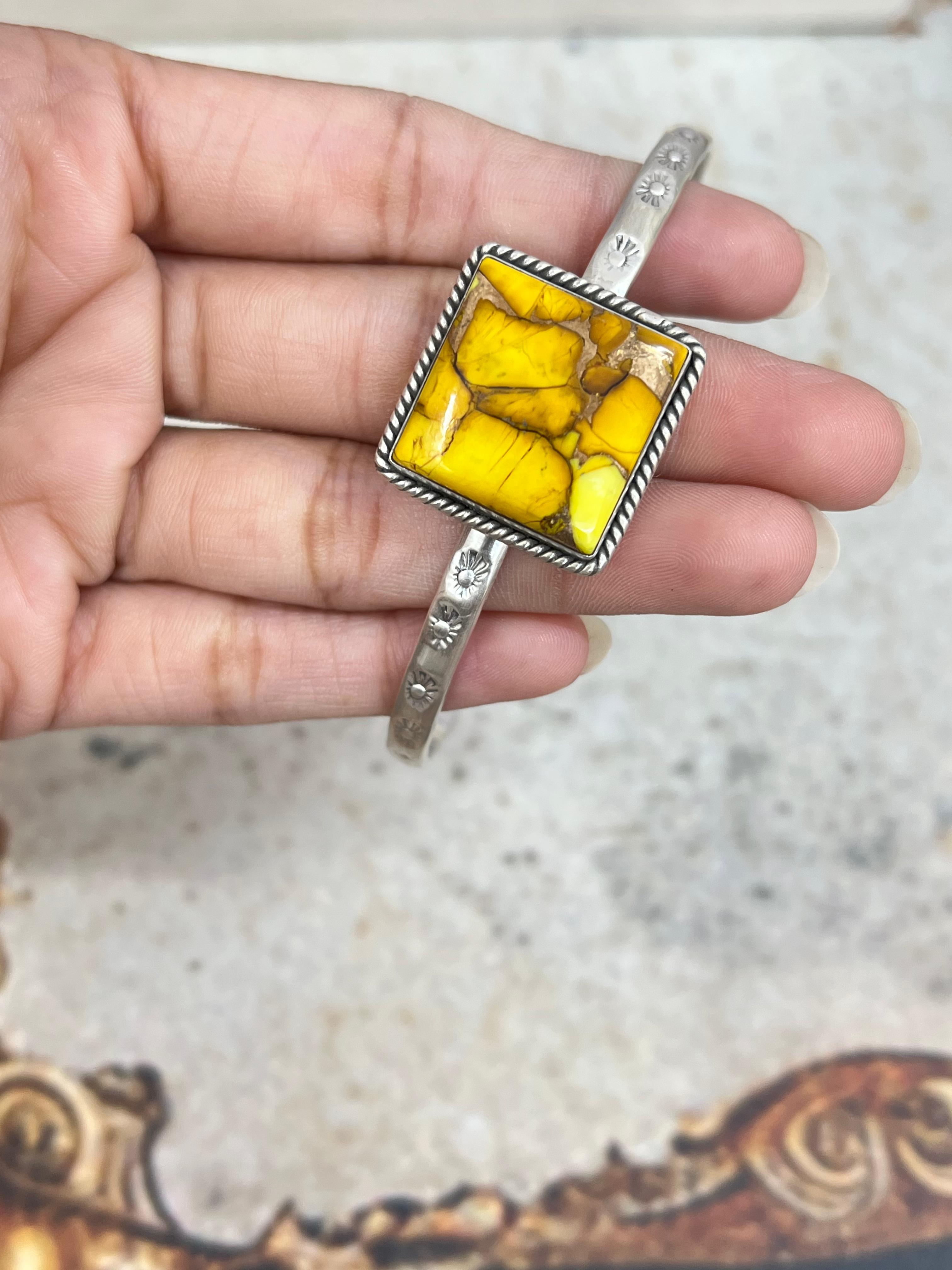 Handmade Sterling Silver Multi Stone Cuff Bracelet Signed Nizhoni