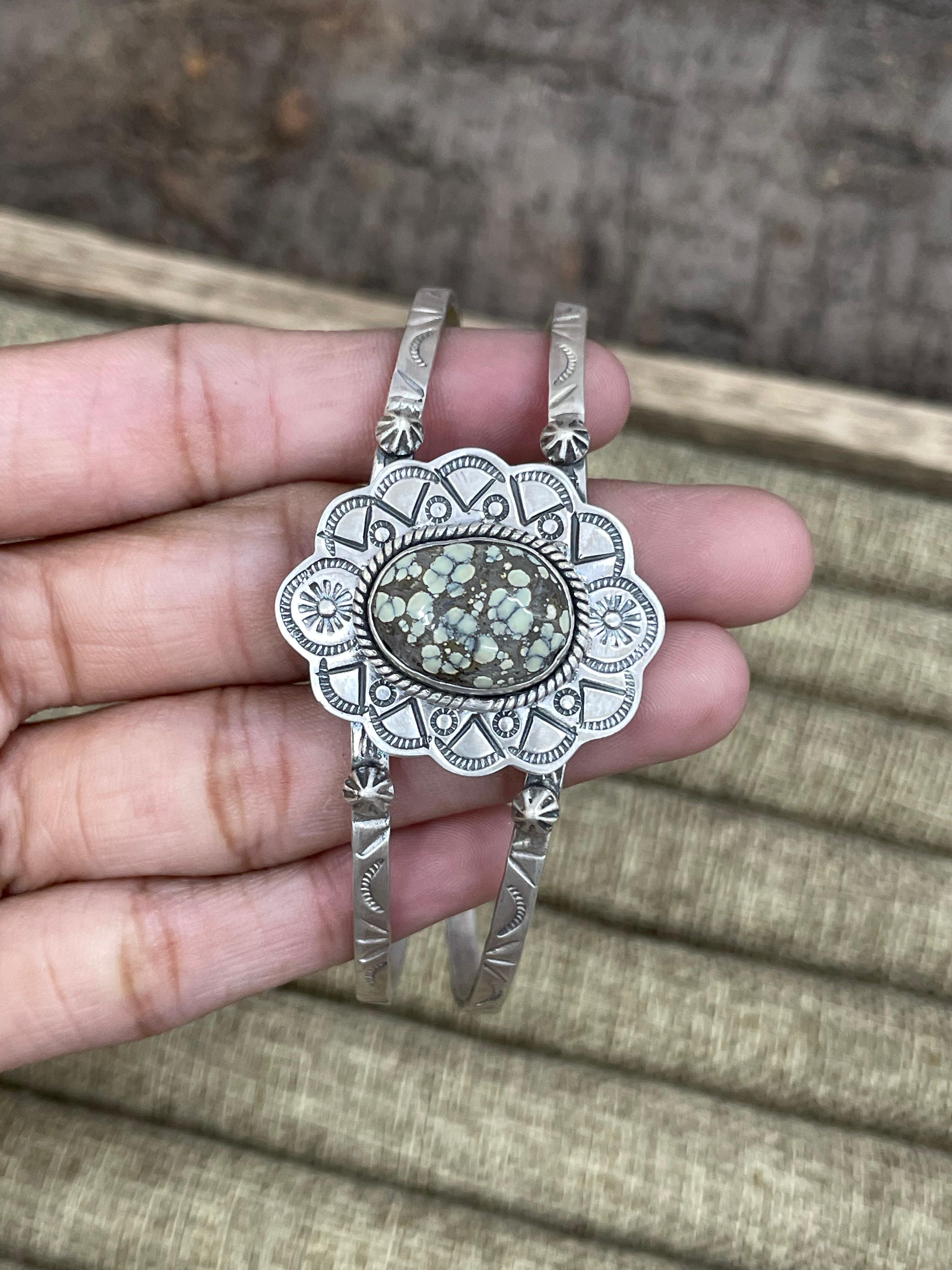 Handmade Sterling Silver Starfox Variscite Bracelet Signed Nizhoni