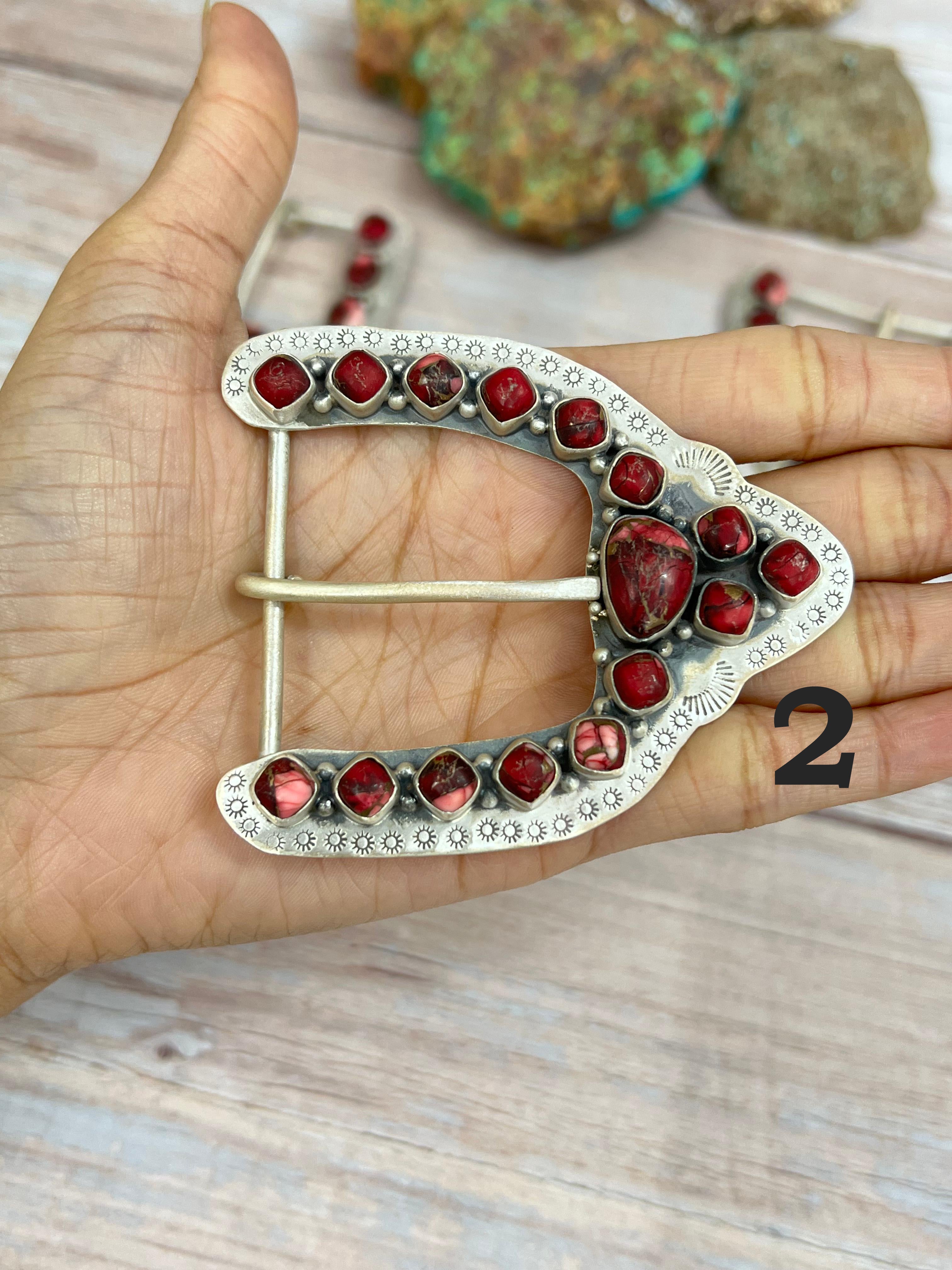 Handmade Sterling Silver Multi Stone Buckle with Signed Nizhoni