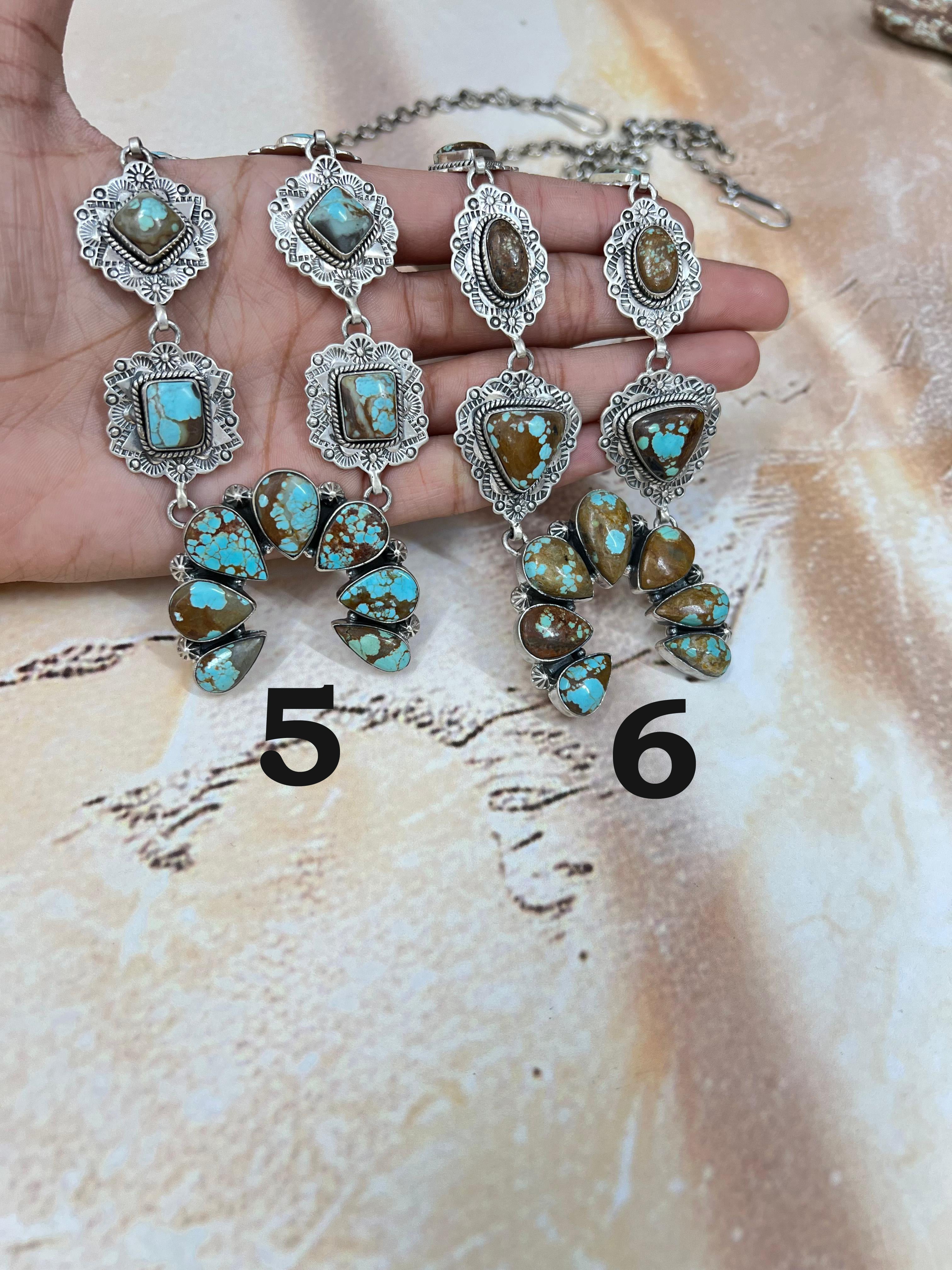 Handmade Sterling Silver Number 8 Turquoise Naja Necklace Signed Nizhoni