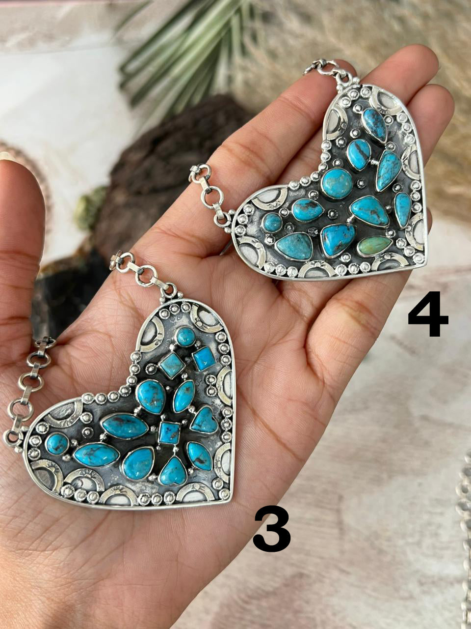 Handmade Sterling Silver Arizona Blue Turquoise Heart Necklace "Signed Nizhoni"