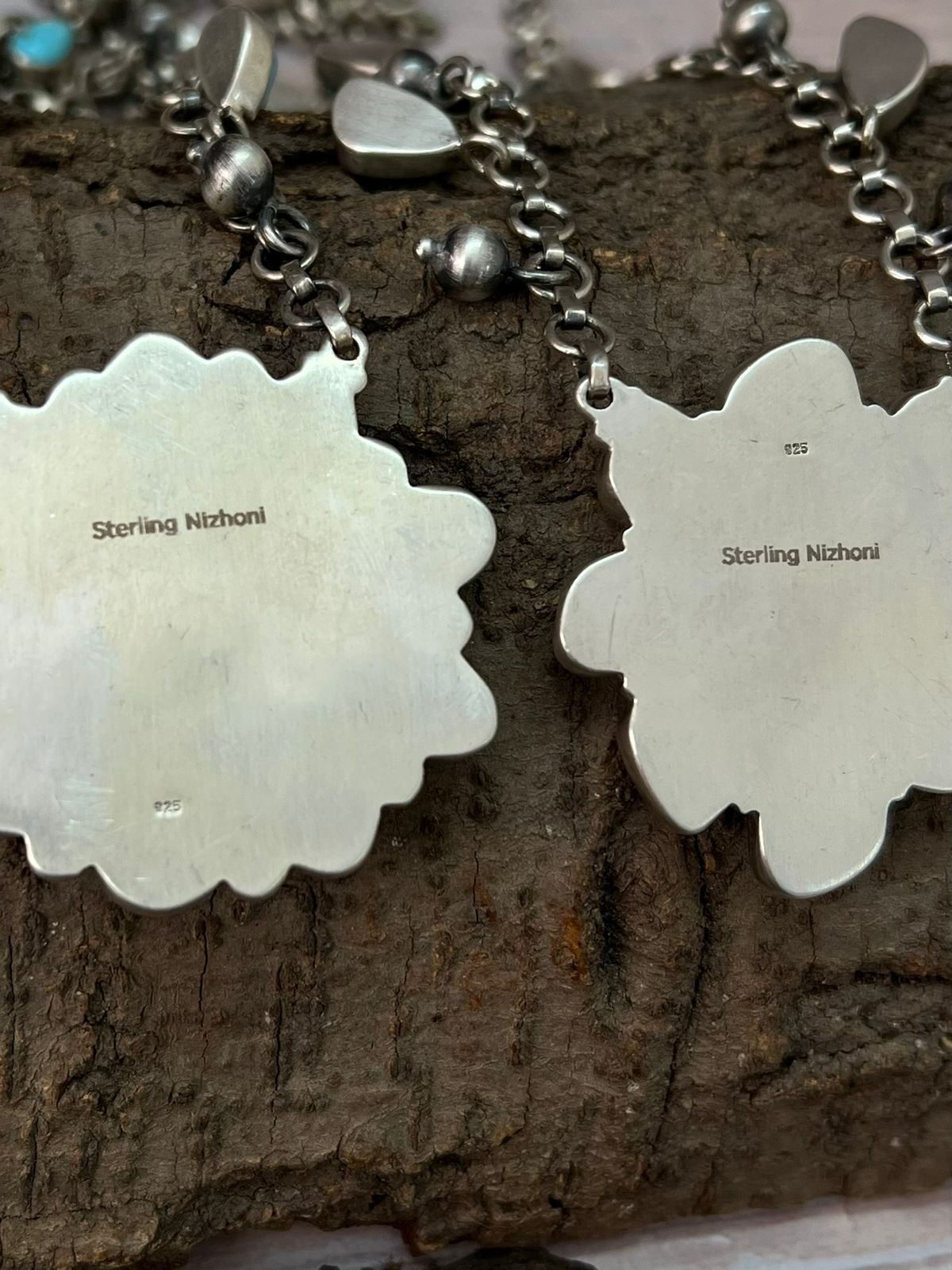 Handmade Sterling Silver Sonoran and Golden Hills Necklace "Signed Nizhoni"