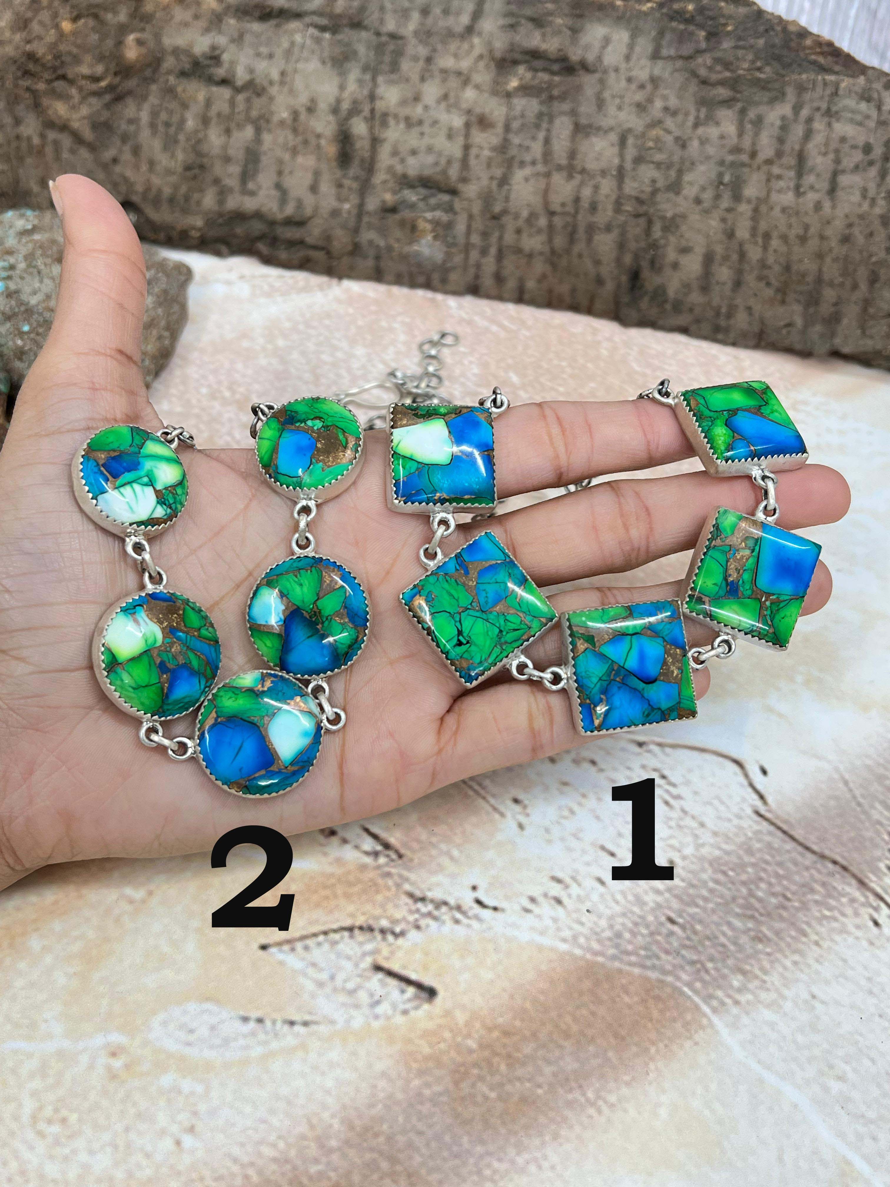 Handmade Sterling Silver Peacock Dahlia Necklace with Signed Nizhoni