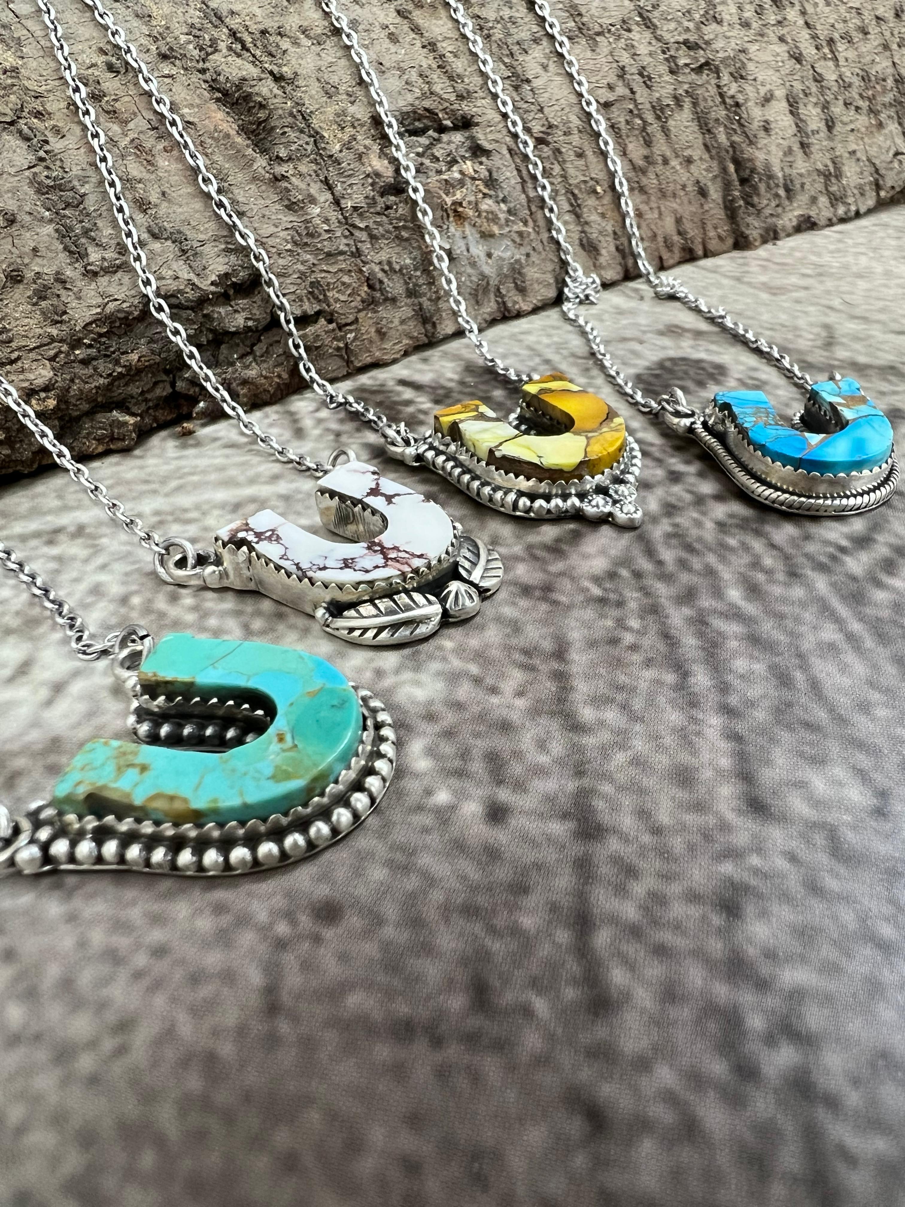 Handmade Sterling Silver Multi Stones Necklace with Signed Nizhoni