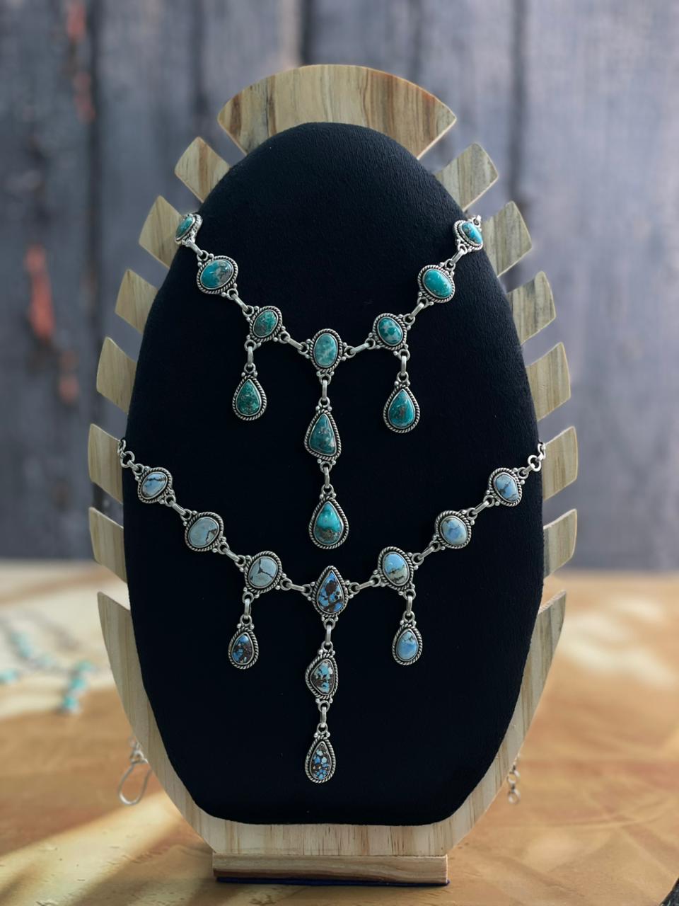 Handmade Sterling Silver Multi Stone Necklace "Signed Nizhoni"