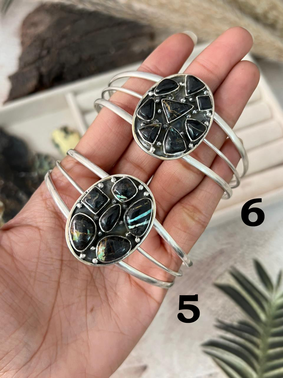 Handmade Sterling Silver Blackjack Turquoise Cuff Bracelet "Signed Nizhoni"