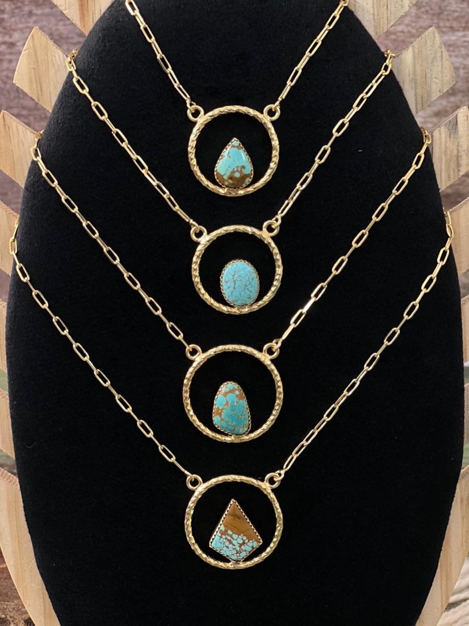“The Golden Collection” Handmade Number 8 Turquoise with Gold Necklace