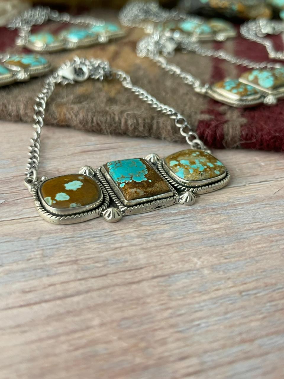 Handmade Sterling Silver Number 8 Turquoise Necklace "Signed Nizhoni"