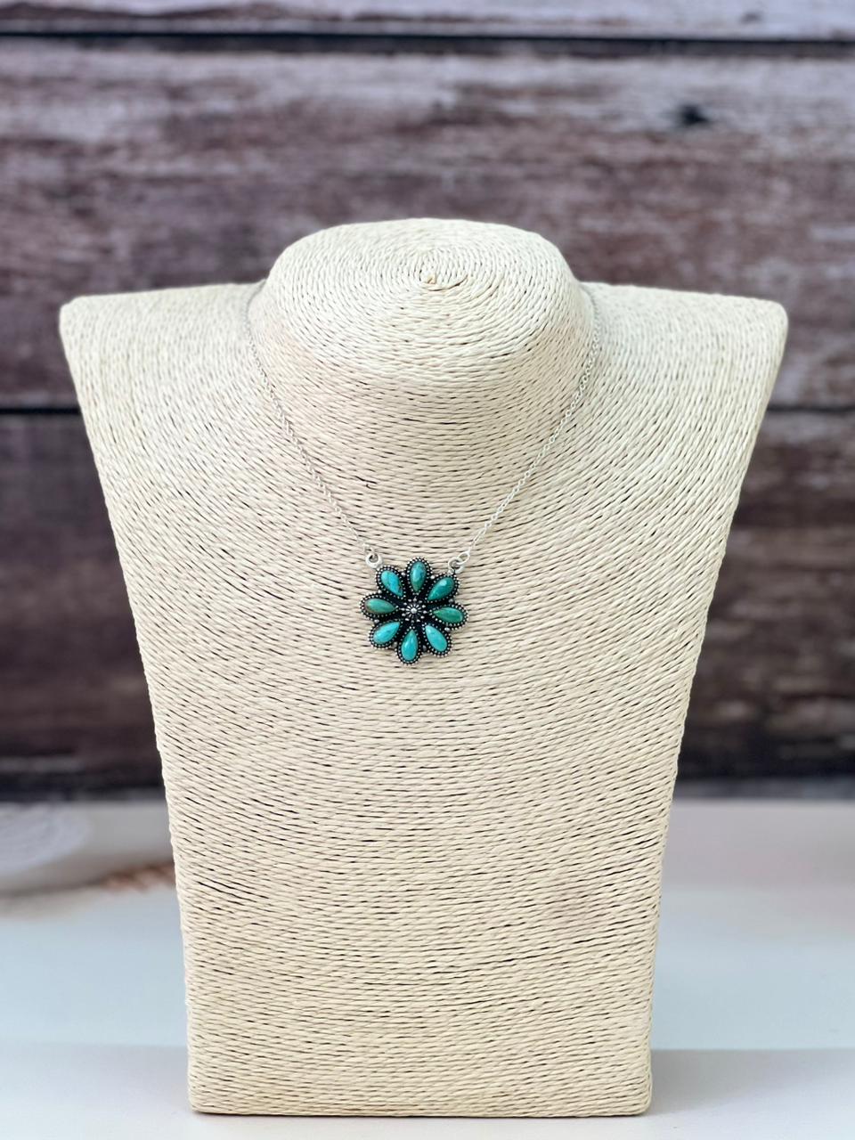 Handmade Sterling Silver White Buffalo and Kingman Turquoise Necklace "Signed Nizhoni"