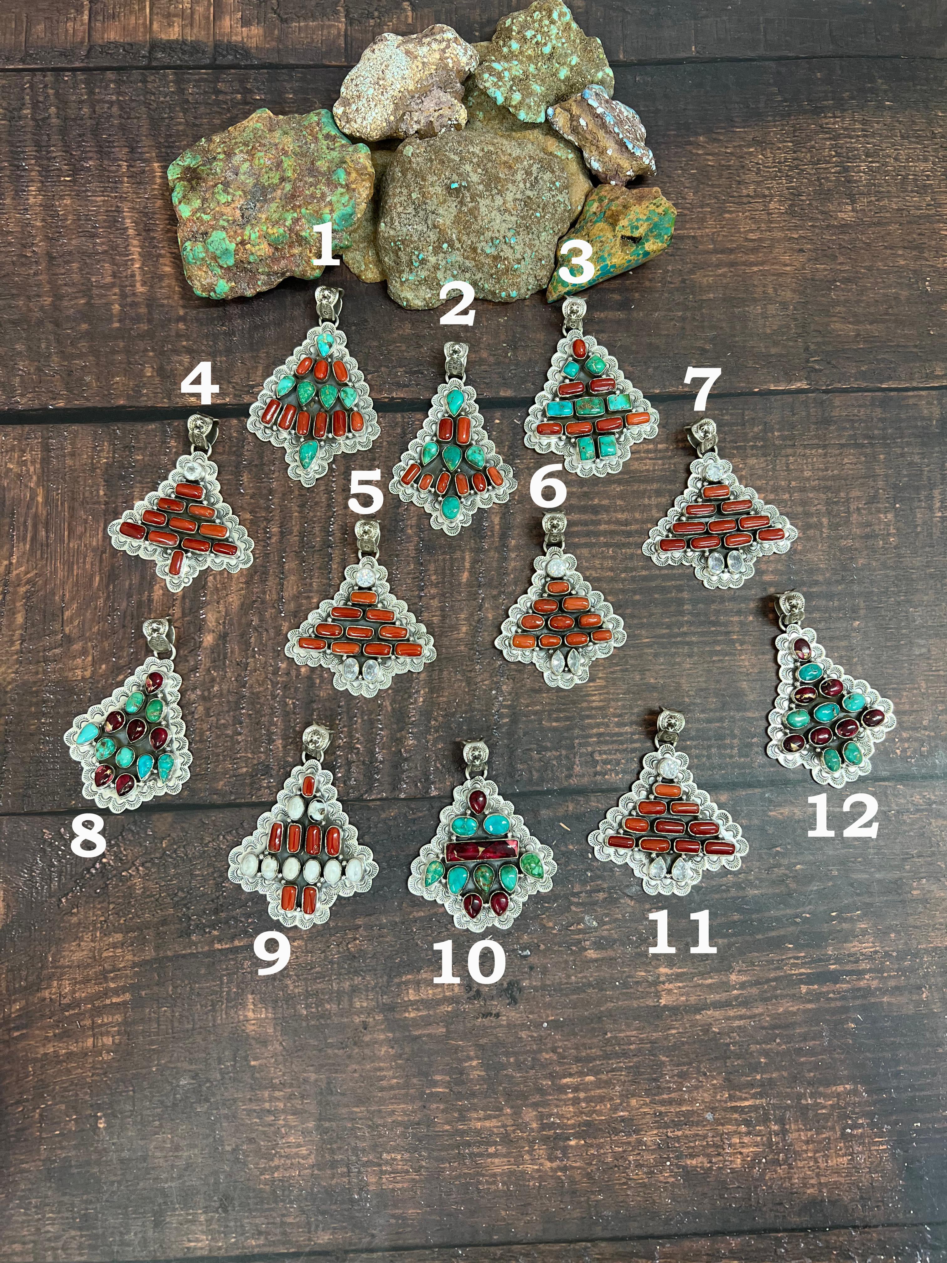 Handmade Sterling Silver Multi Stones Pendant, Signed Nizhoni