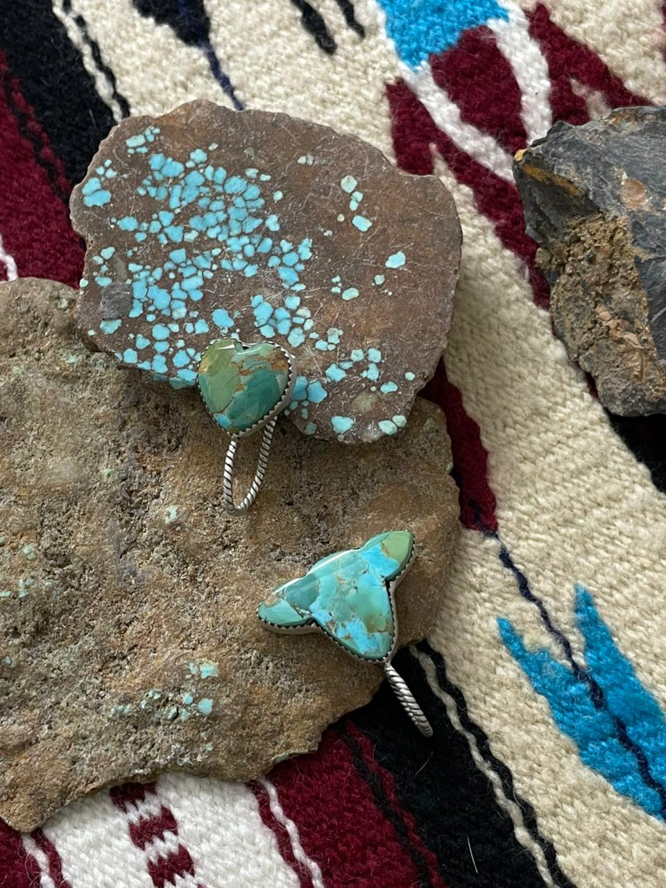 Handmade Sterling Silver Kingman Turquoise Hat Pins "Signed Nizhoni"