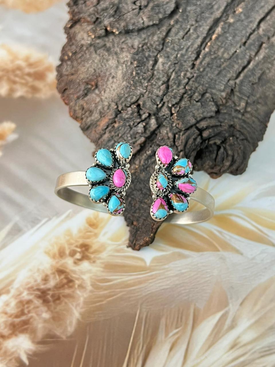Handmade Sterling Silver Cotton Candy Cuff Bracelet "Signed Nizhoni"