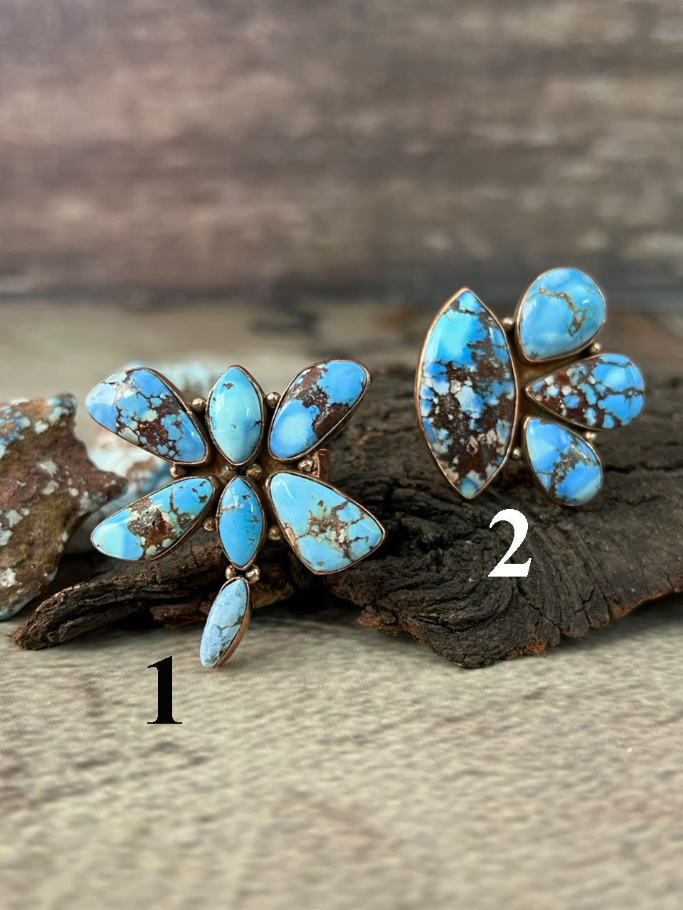 Handmade Golden Hills Turquoise Copper Collection: Adjustable Ring Signed Nizhoni