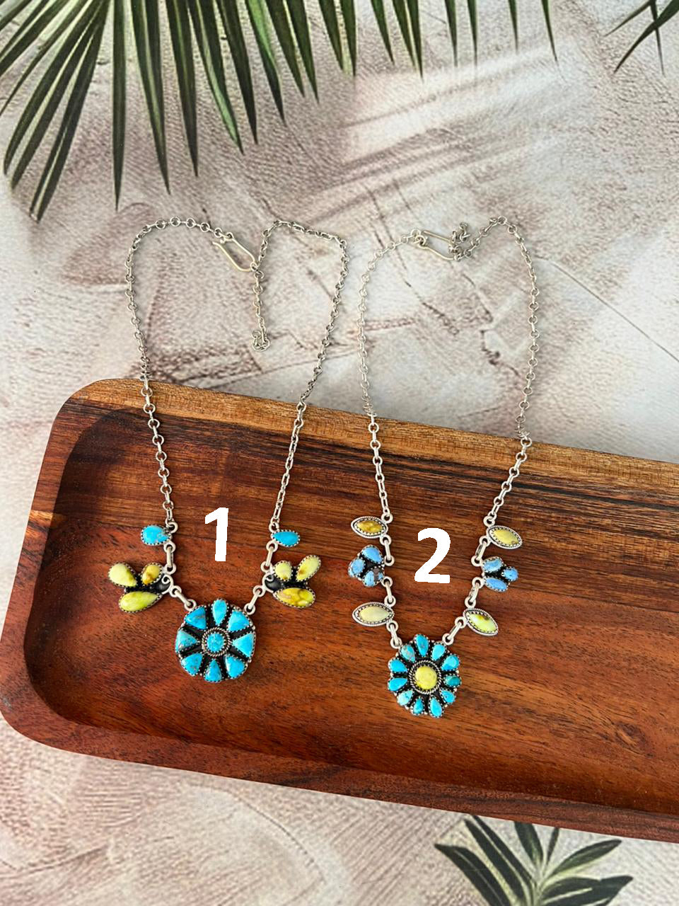 Handmade Sterling Silver Palomino with Golden Hills, Sierra Bella and Paloma Turquoise Necklace "Signed Nizhoni"