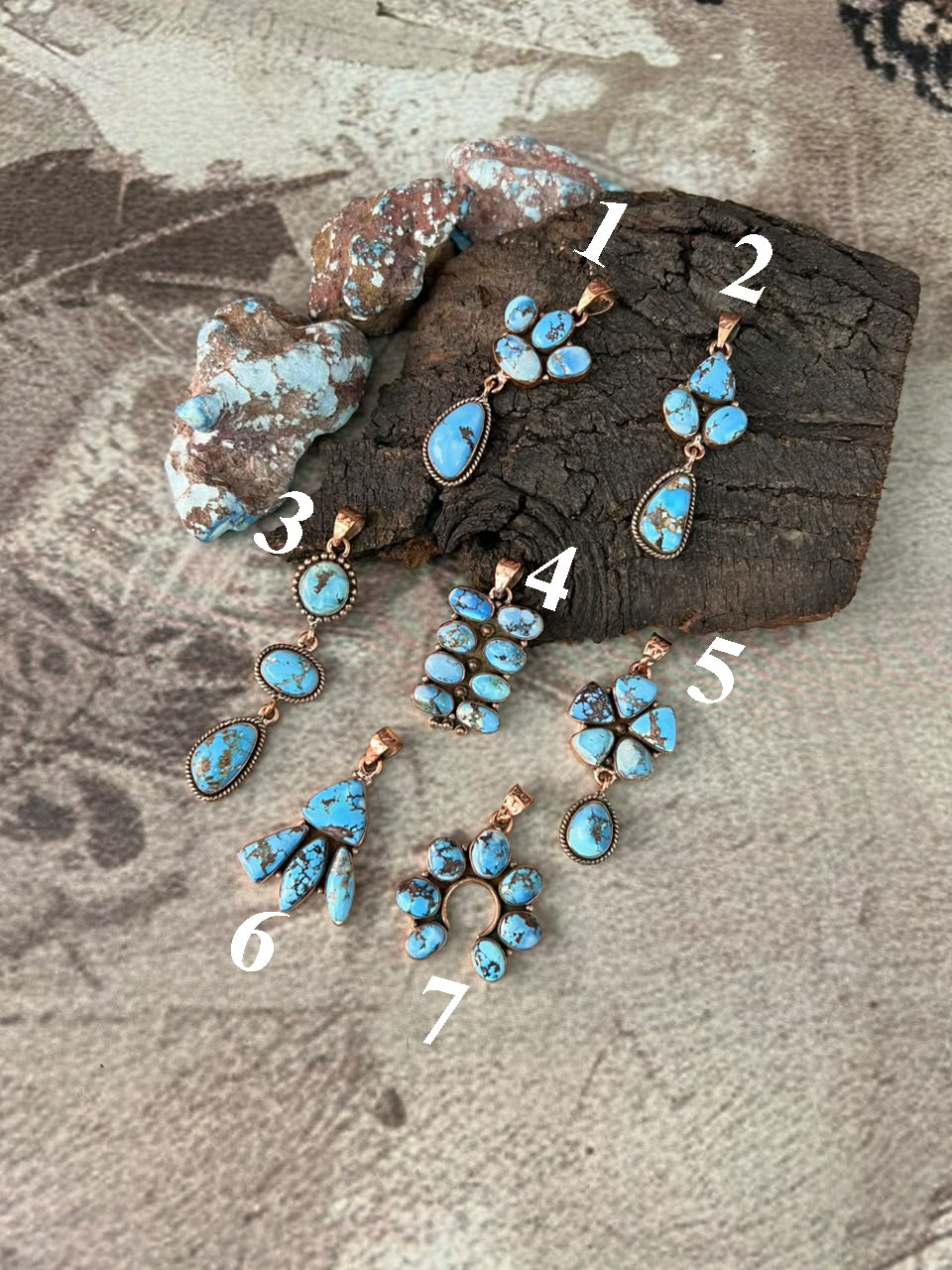 Handmade Golden Hills Turquoise Copper Collection: Pendant Signed Nizhoni