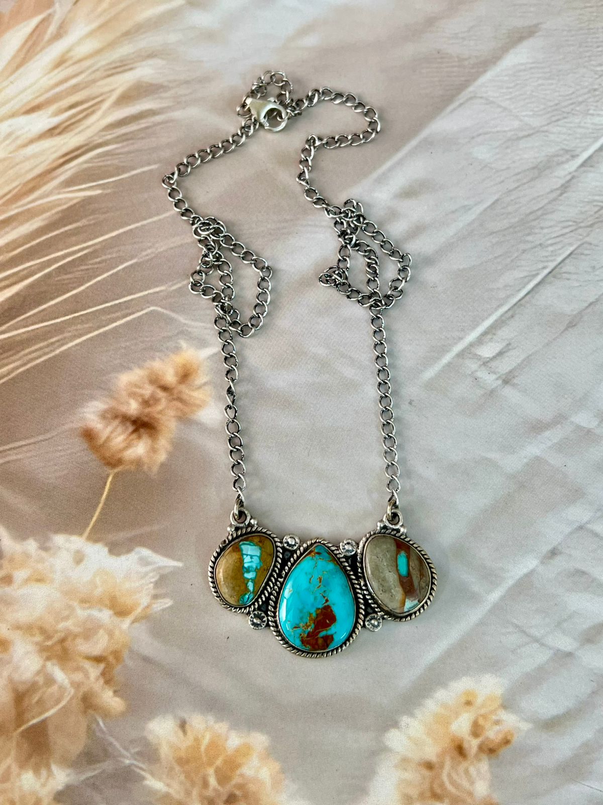 Handmade Sterling Silver Royston Turquoise Necklace "Signed Nizhoni"