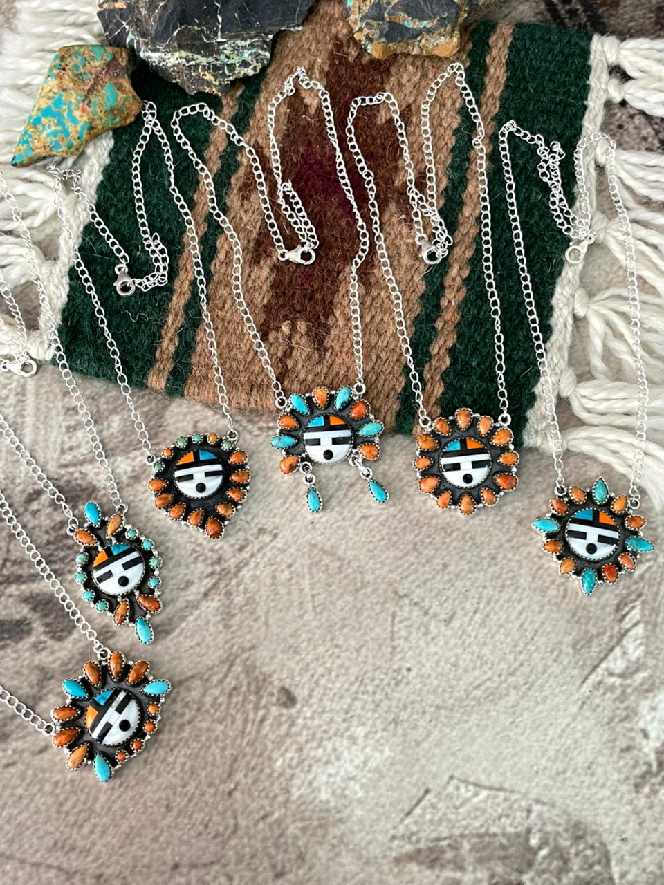 Handmade Sterling Silver Turquoise and MOP Necklace "Signed Nizhoni"