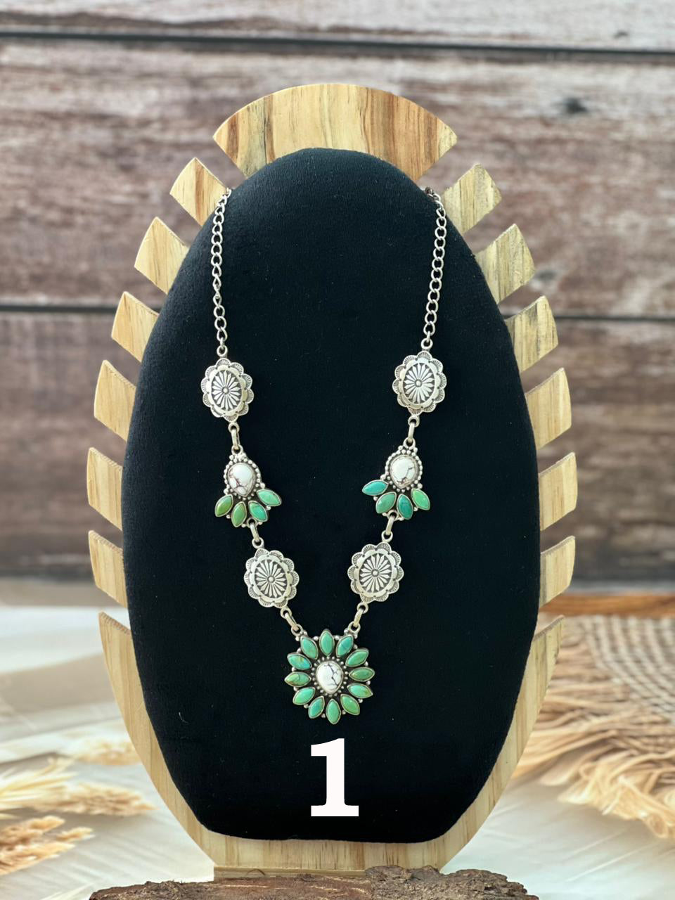 Handmade Sterling Silver Kingman Turquoise with Wild Horse Magnesite Necklace "Signed Nizhoni"