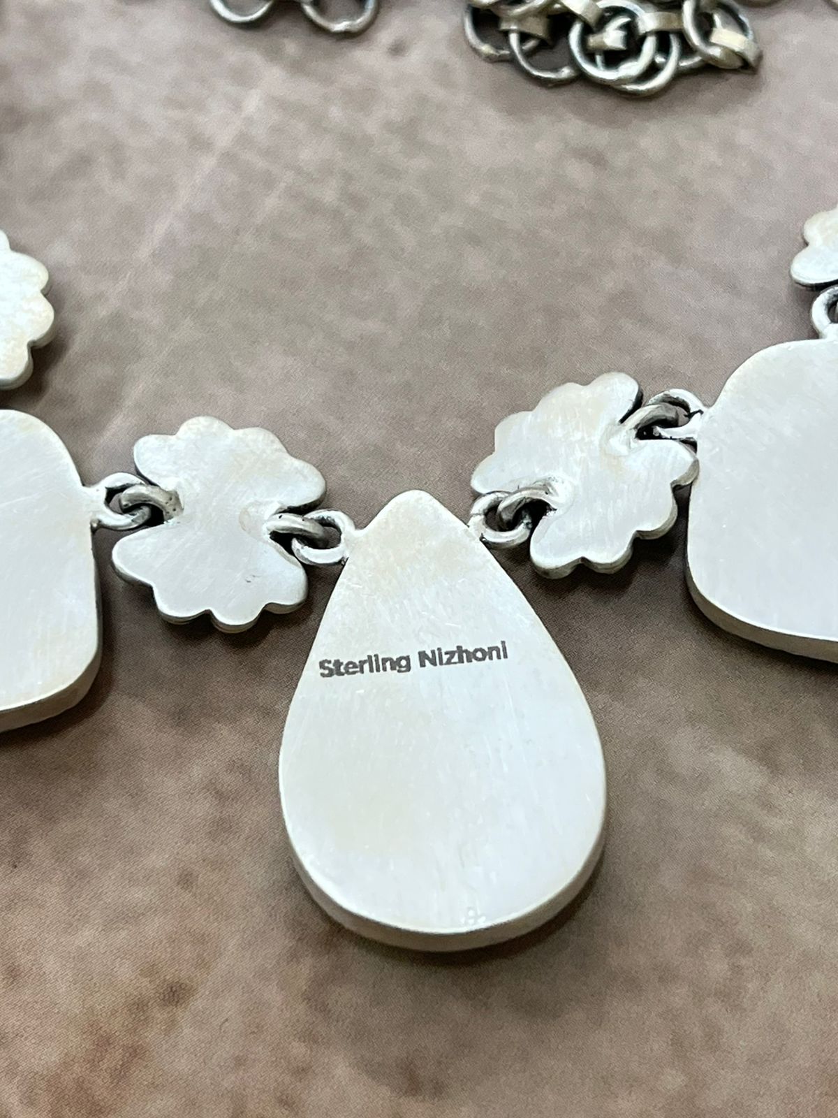 Handmade Sterling Silver Number 8 Turquoise Necklace with Signed Nizhoni