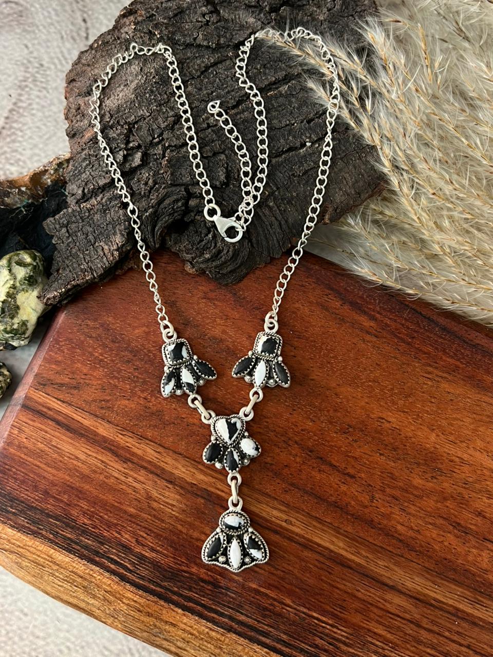 Handmade Sterling Silver White Buffalo Necklace "Signed Nizhoni"