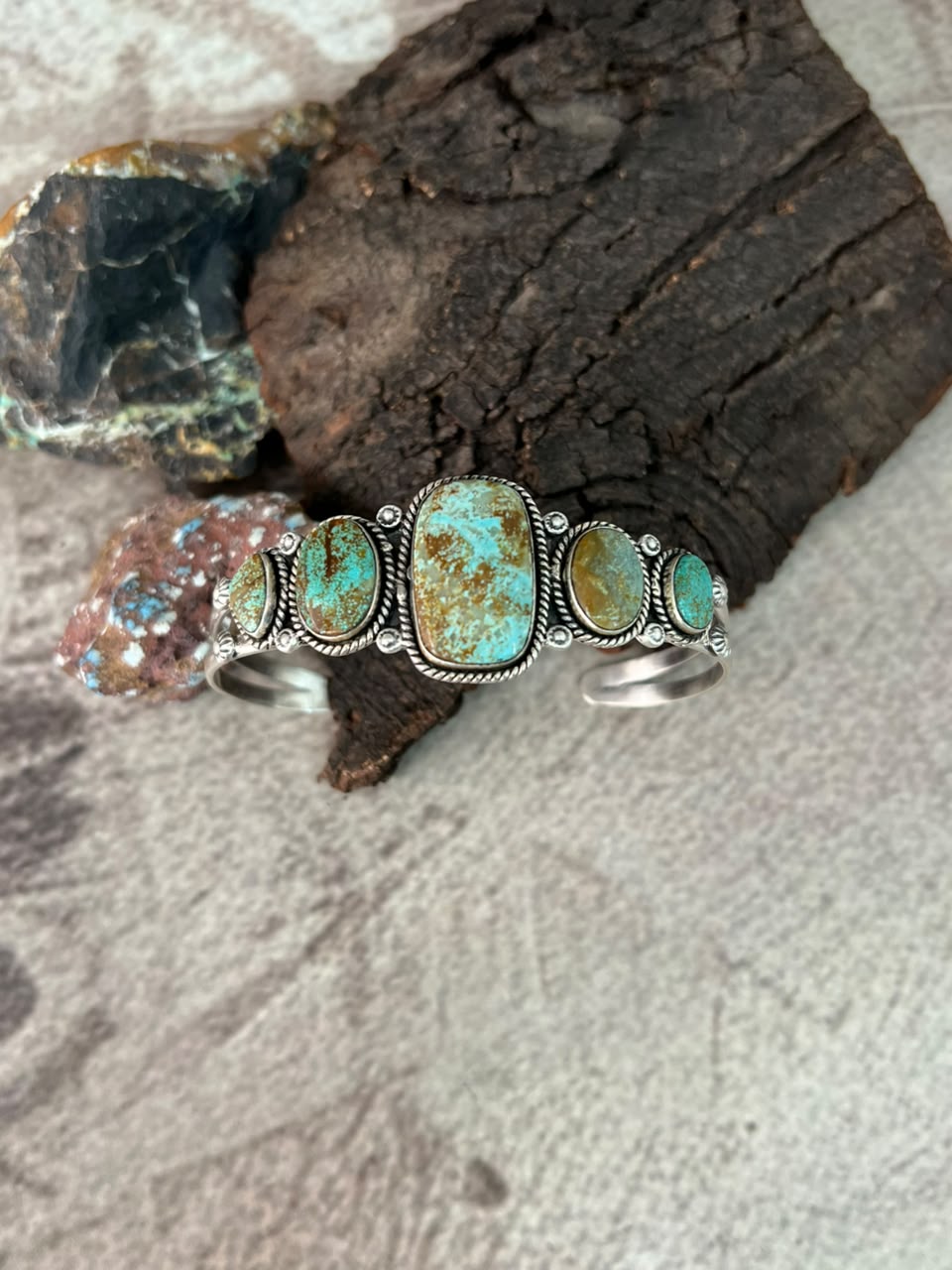 Handmade Sterling Silver Number 8 Turquoise Cuff Bracelet Signed Nizhoni