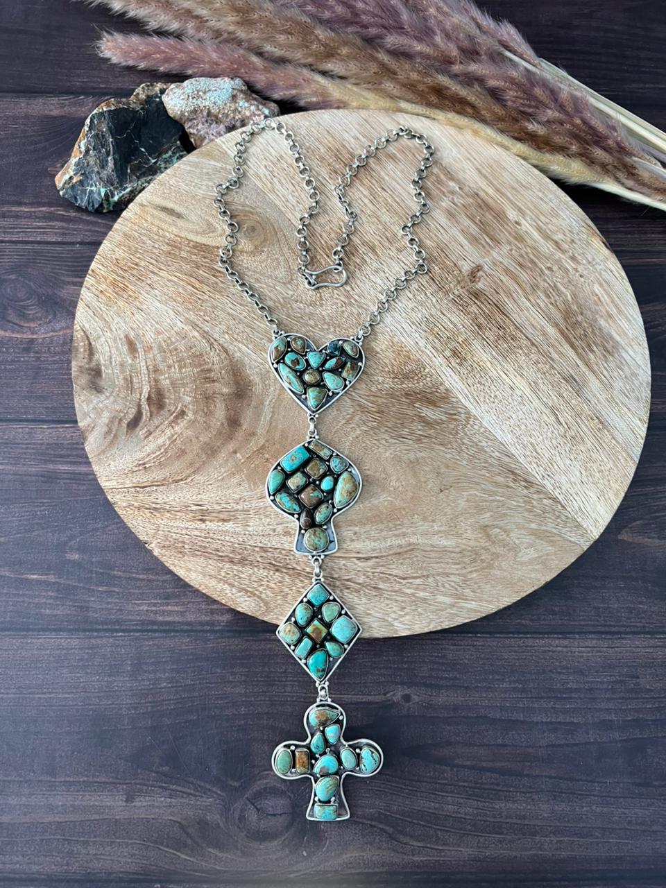 Handmade Sterling Silver Baja Turquoise Collection: Necklace "Signed Nizhoni"